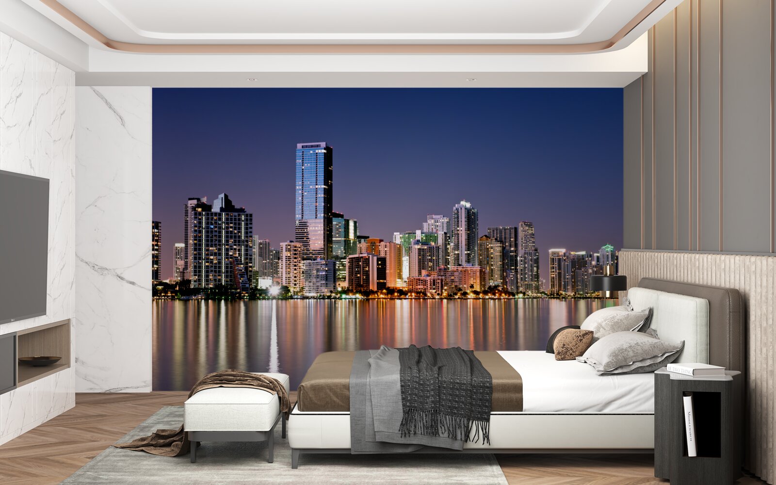 Фотошпалери міський гігант з нічним освітленням