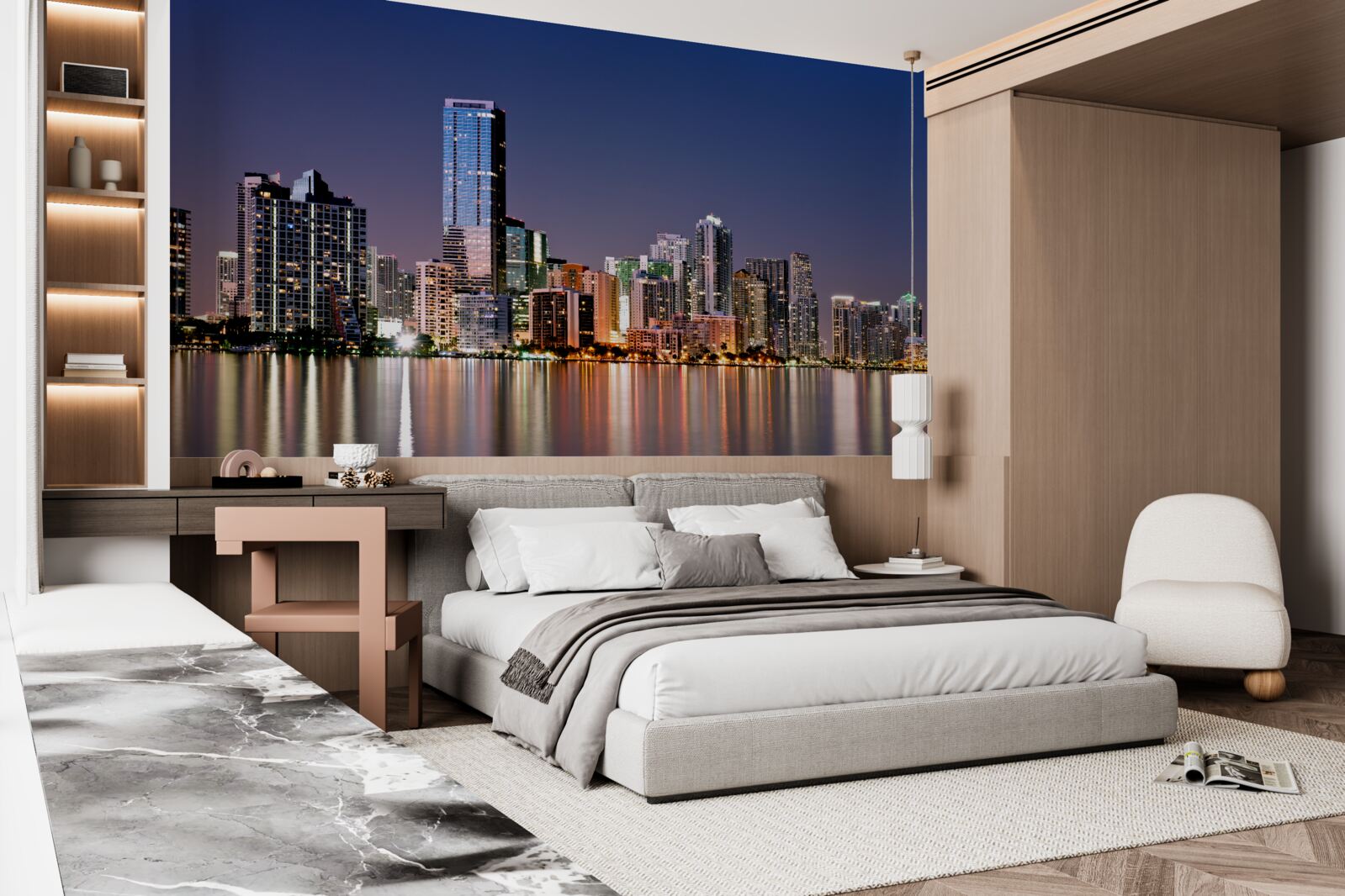 Фотошпалери міський гігант з нічним освітленням