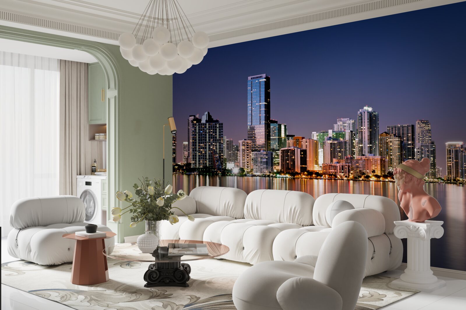 Фотошпалери міський гігант з нічним освітленням