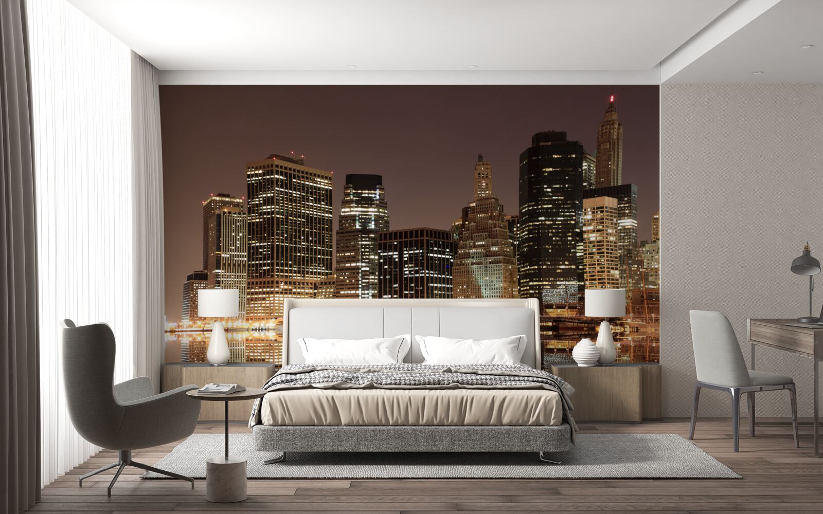 Фотошпалери вогні нічного нью-йорка на вулицях