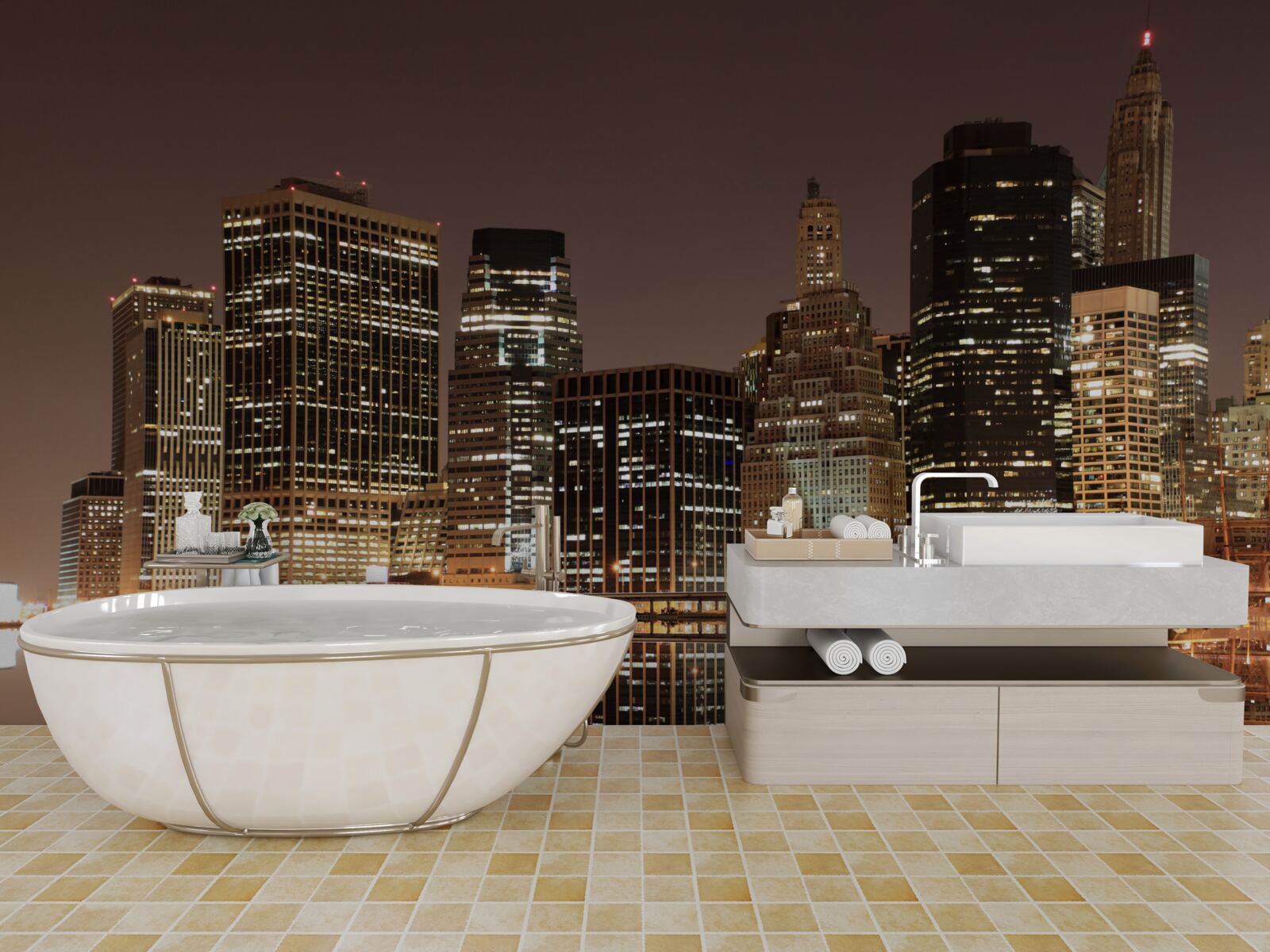 Фотошпалери вогні нічного нью-йорка на вулицях