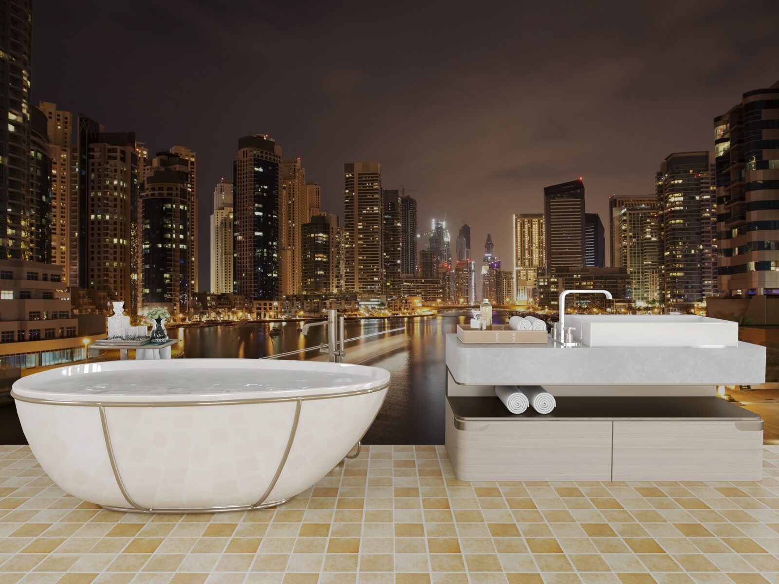 Фотошпалери захоплюючий нічний міський пейзаж