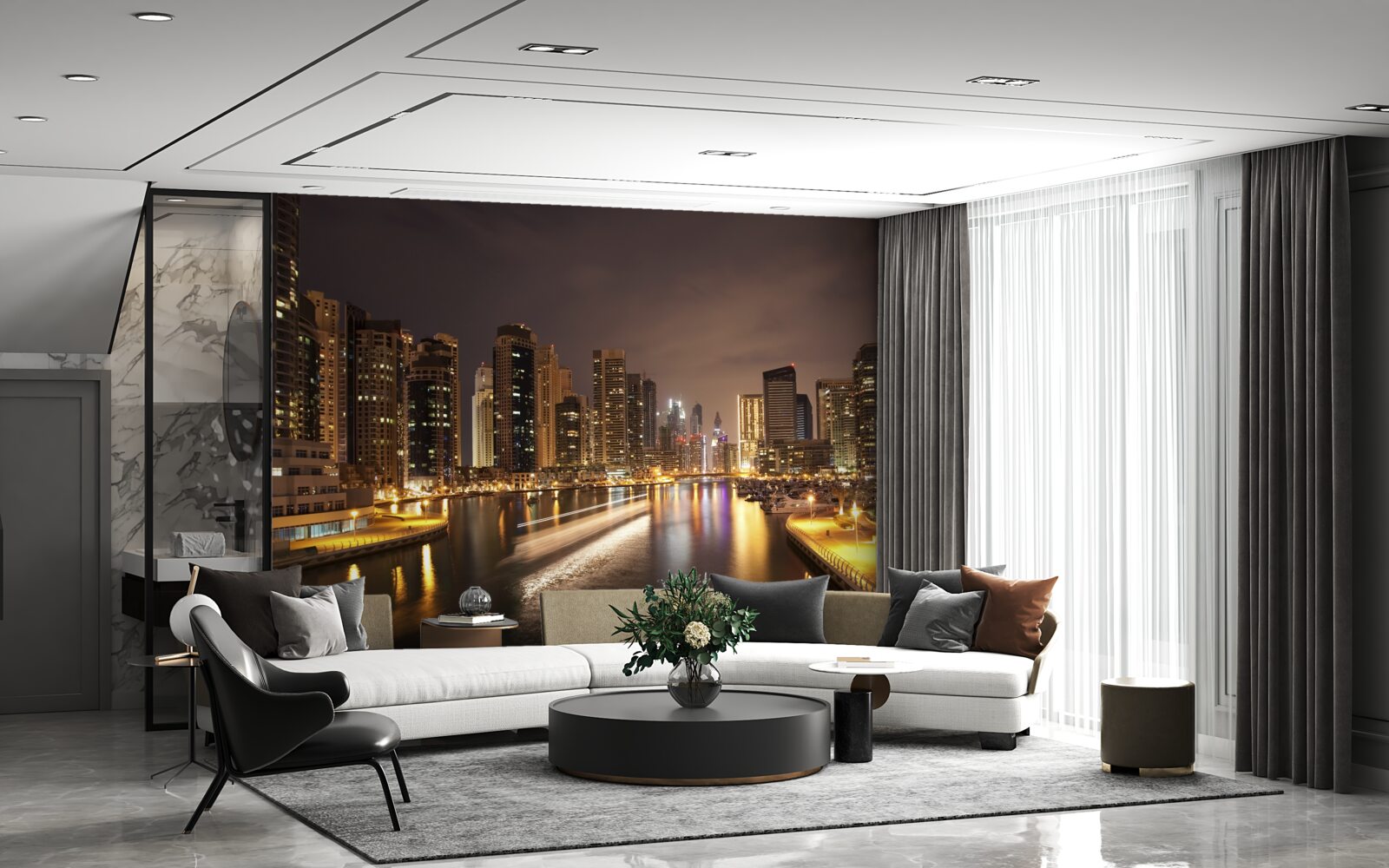 Фотошпалери захоплюючий нічний міський пейзаж