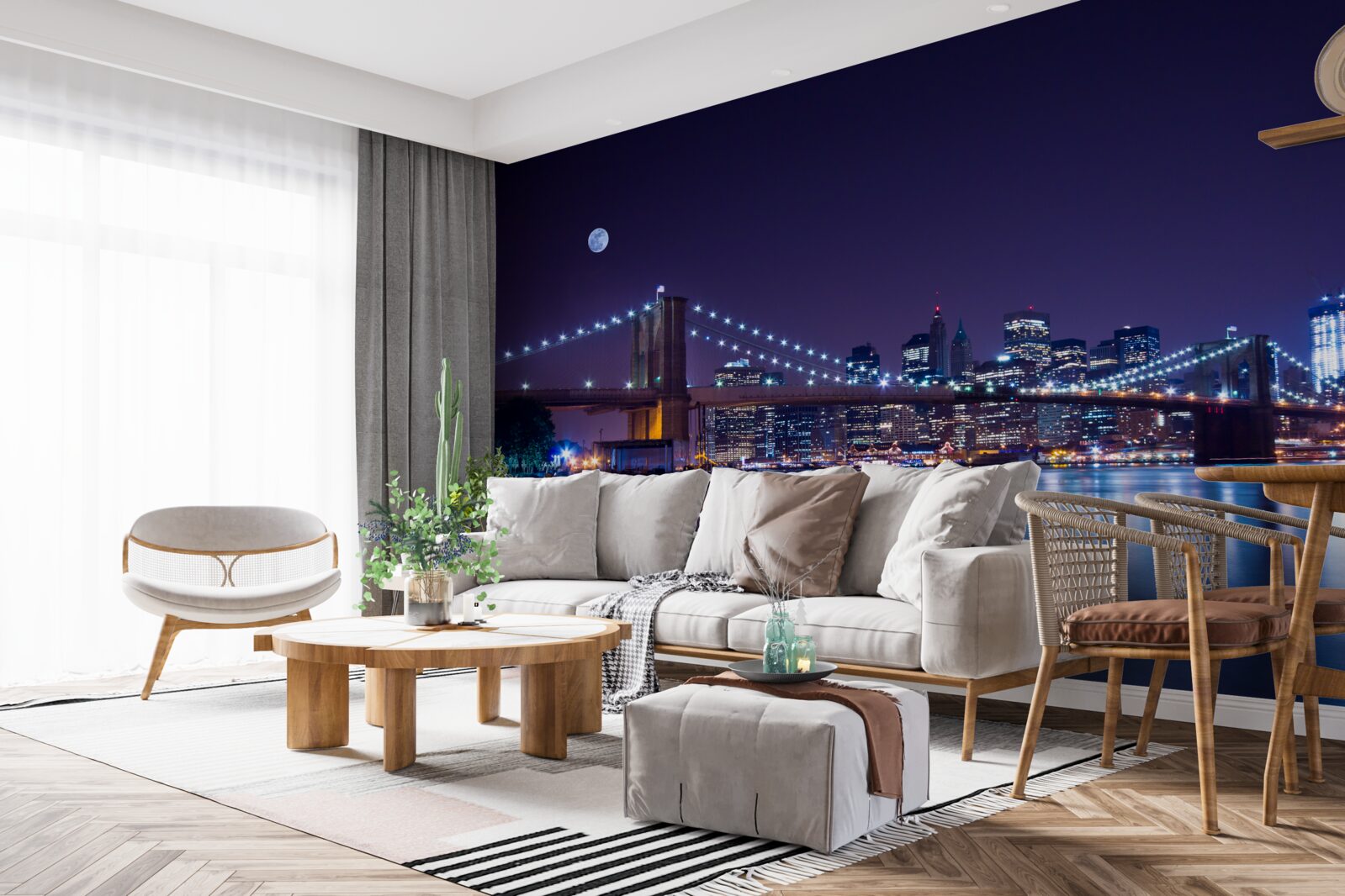 Фотошпалери відблиски нічних вогнів міста відбиваються у воді