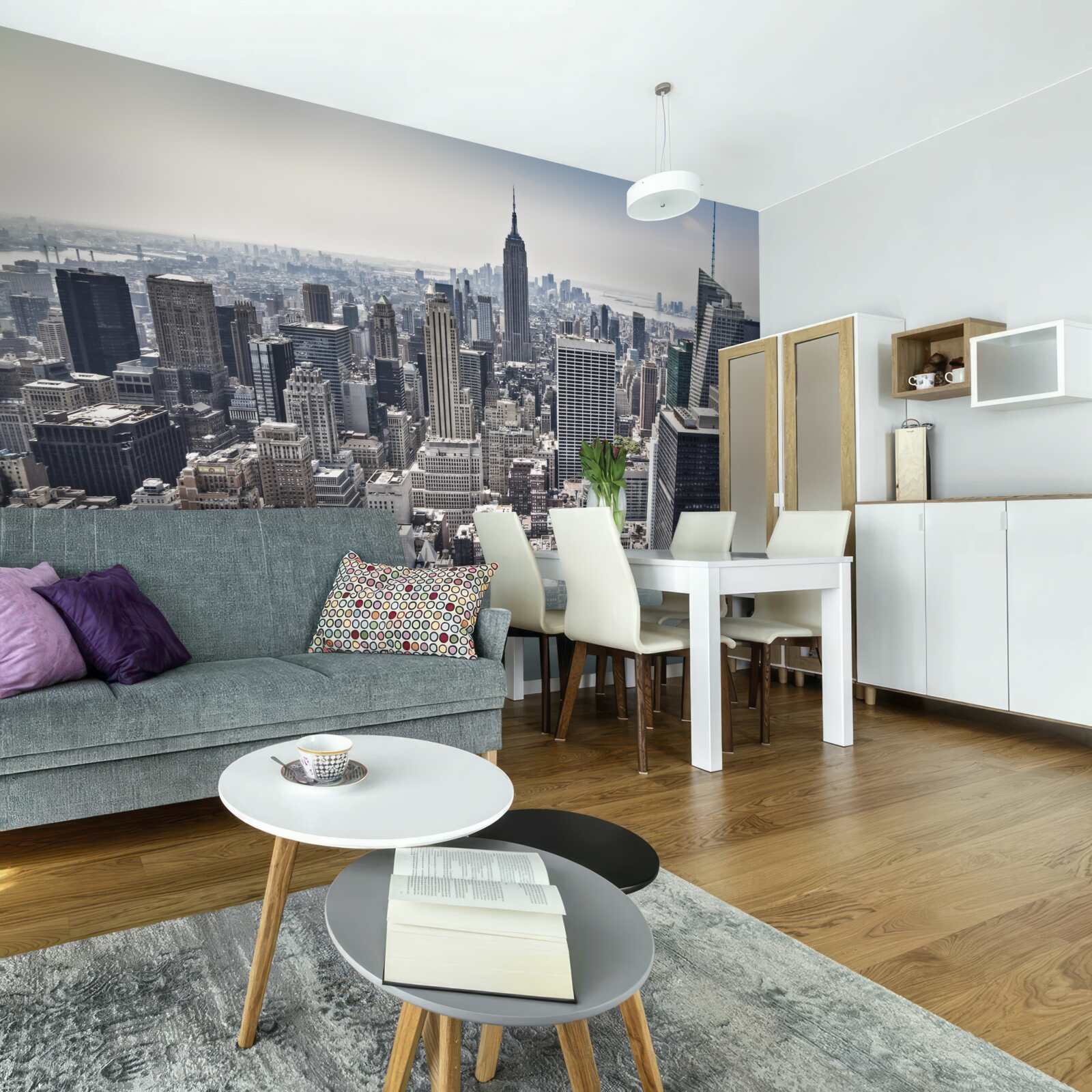 Фотошпалери вид на місто з висоти, порівнянної з висотою пташиного польоту