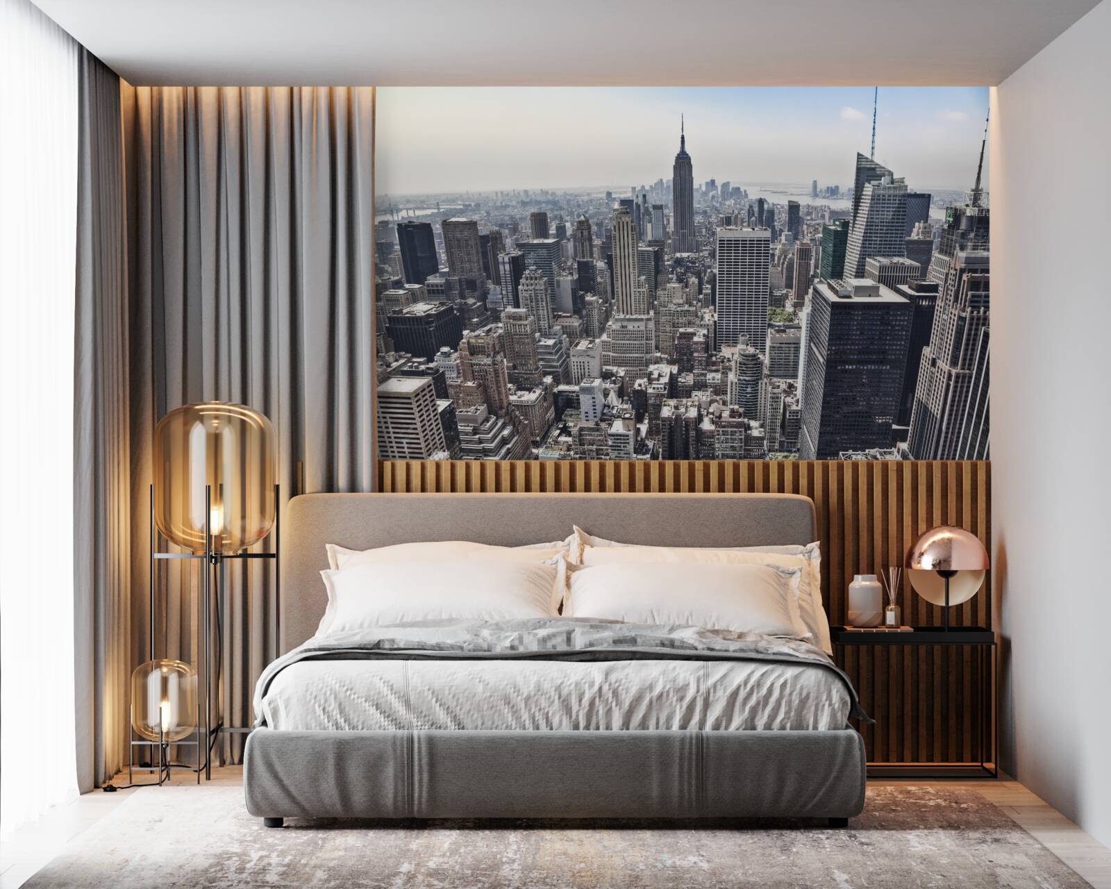 Фотошпалери вид на місто з висоти, порівнянної з висотою пташиного польоту