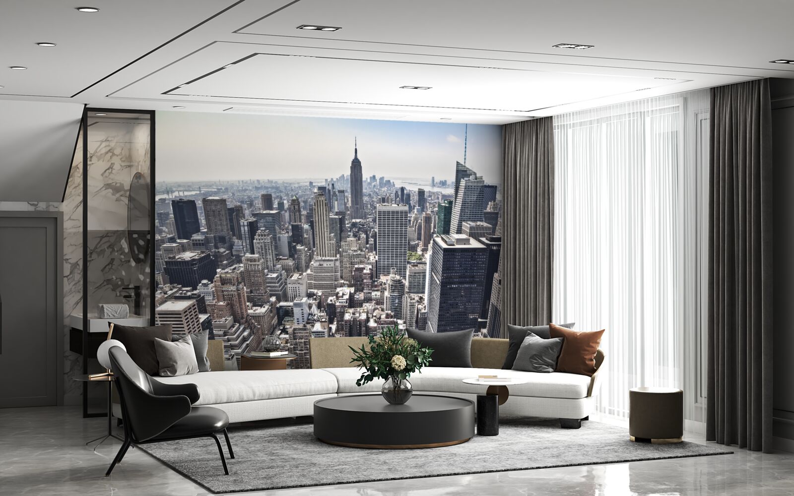 Фотошпалери вид на місто з висоти, порівнянної з висотою пташиного польоту