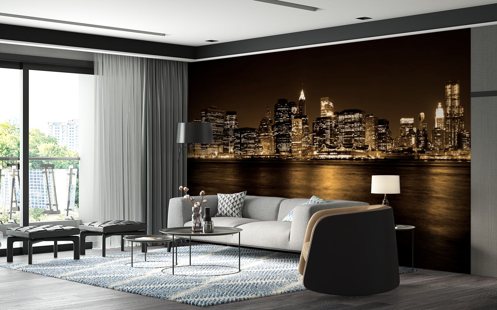 Фотошпалери модернізоване місто під зоряним небом