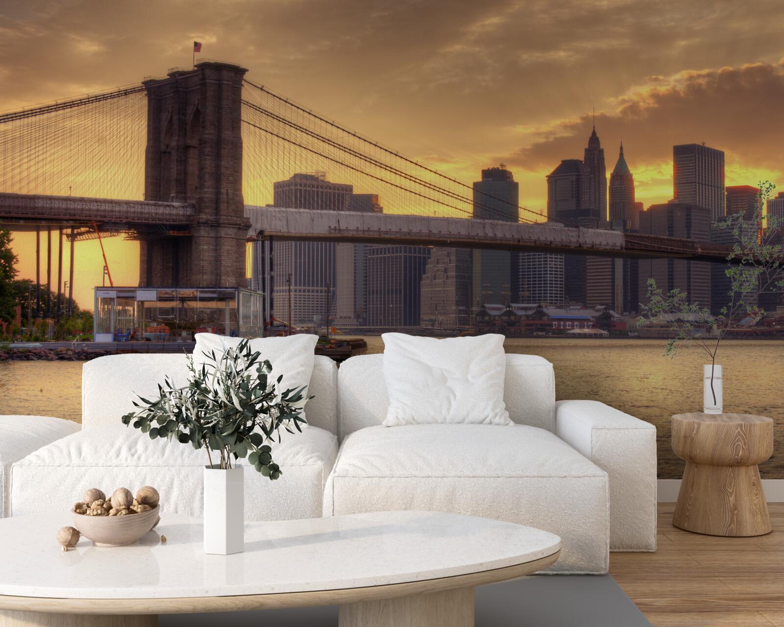 Фотошпалери міський гігант на заході сонця