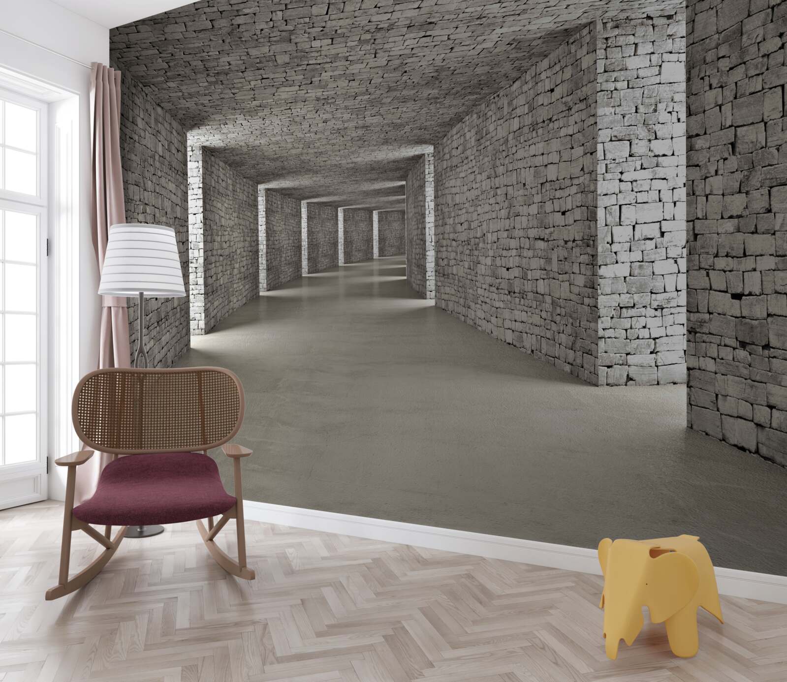 Фотошпалери перспективний вид на цегляний коридор