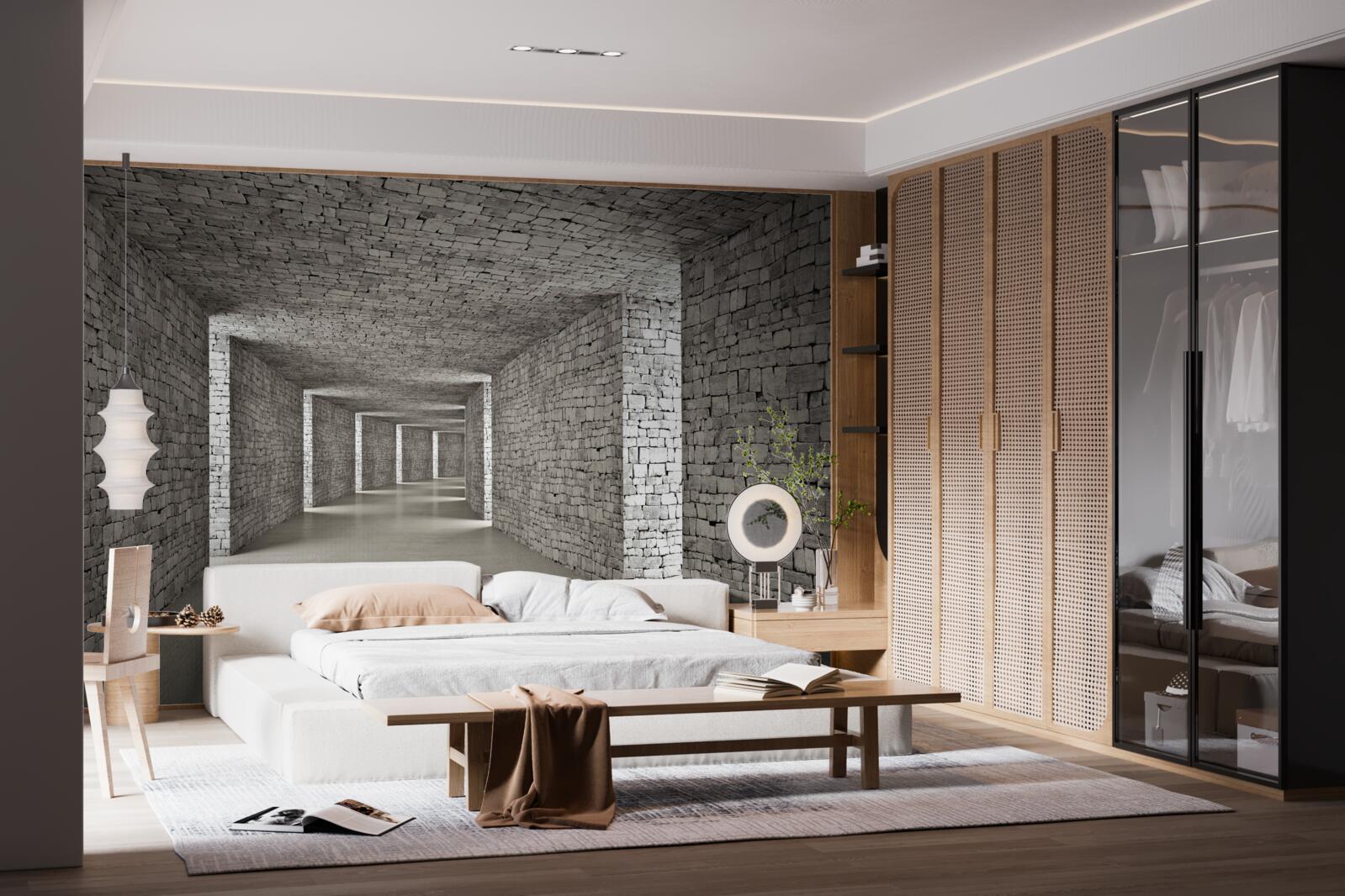 Фотошпалери перспективний вид на цегляний коридор