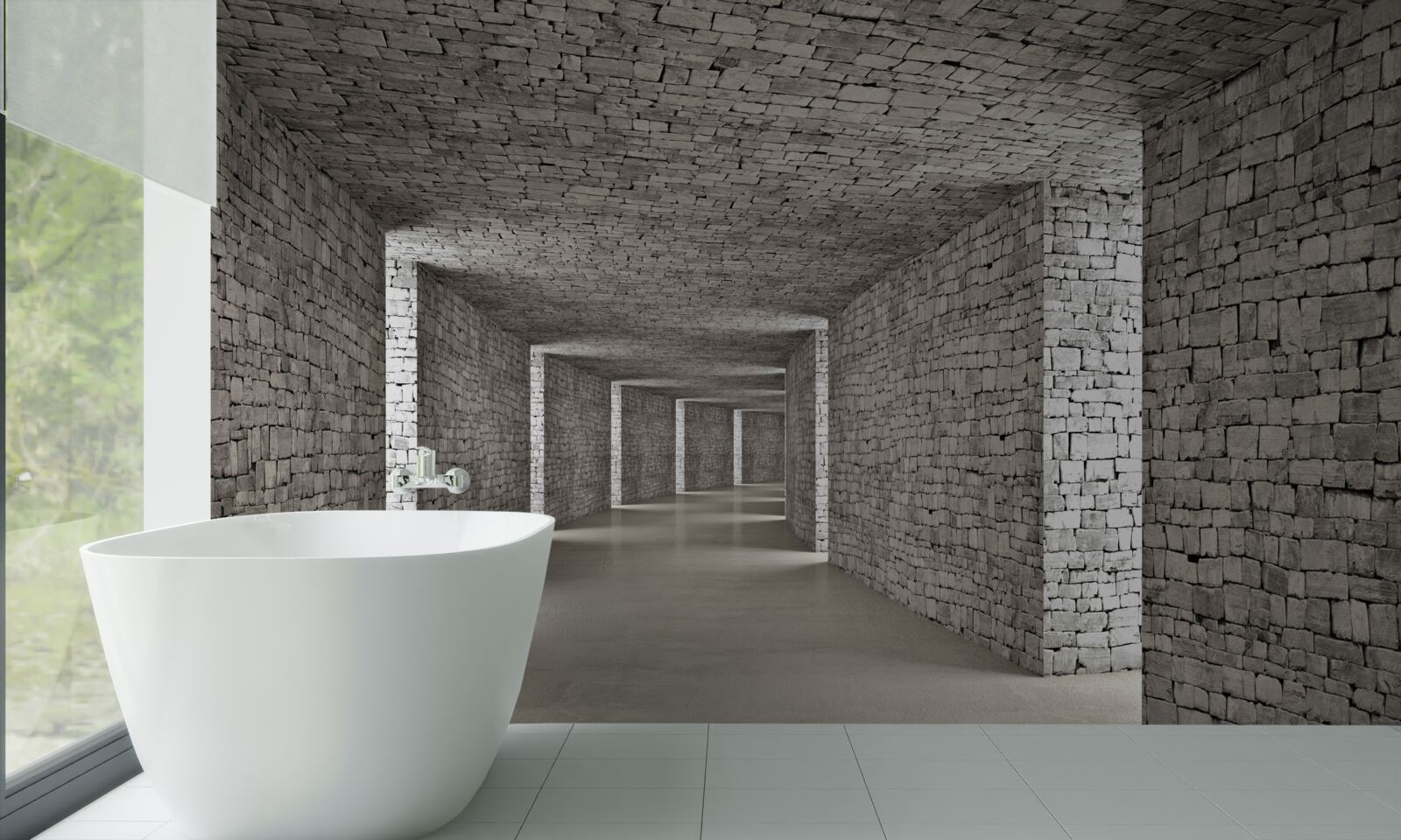 Фотошпалери перспективний вид на цегляний коридор