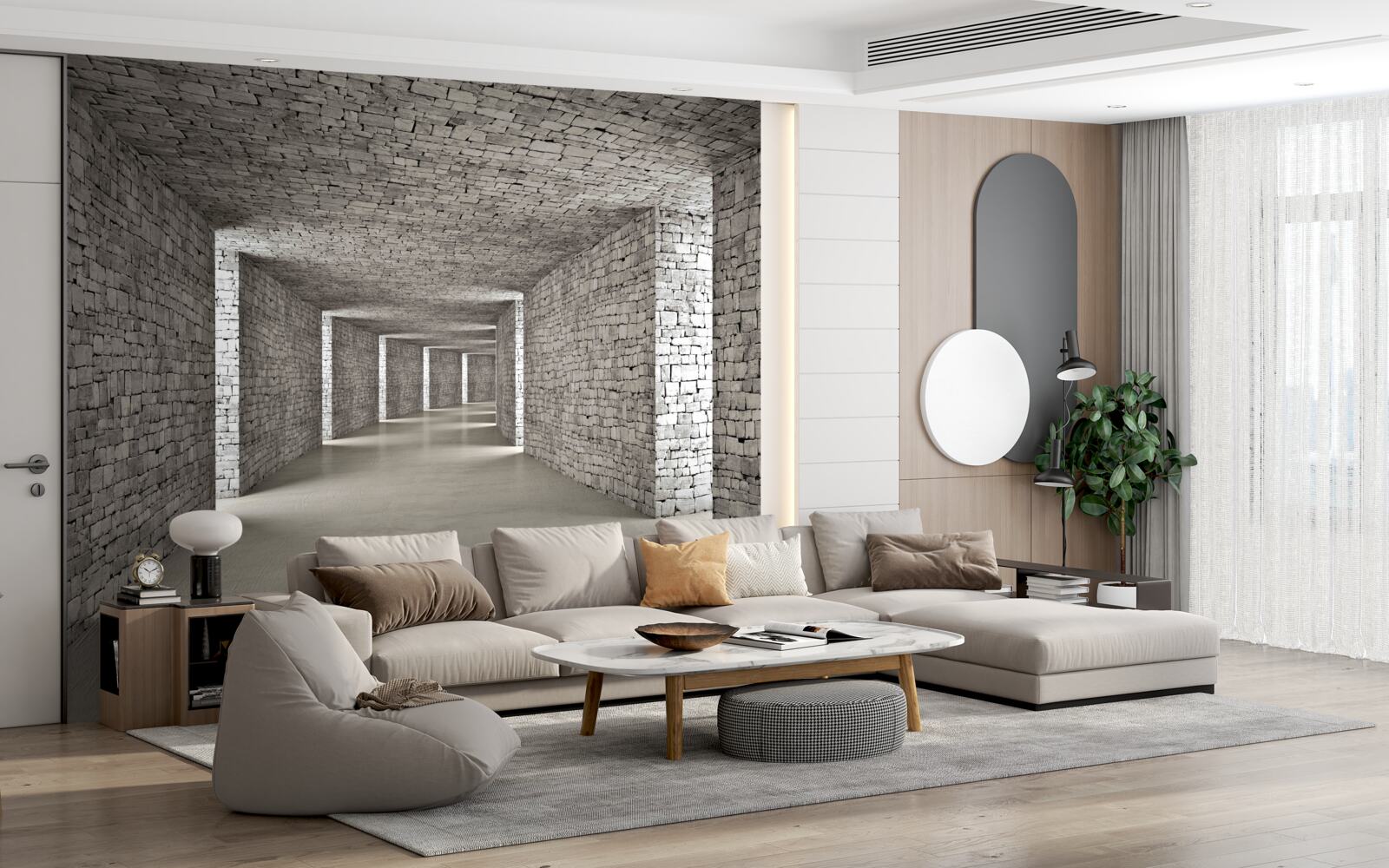 Фотошпалери перспективний вид на цегляний коридор