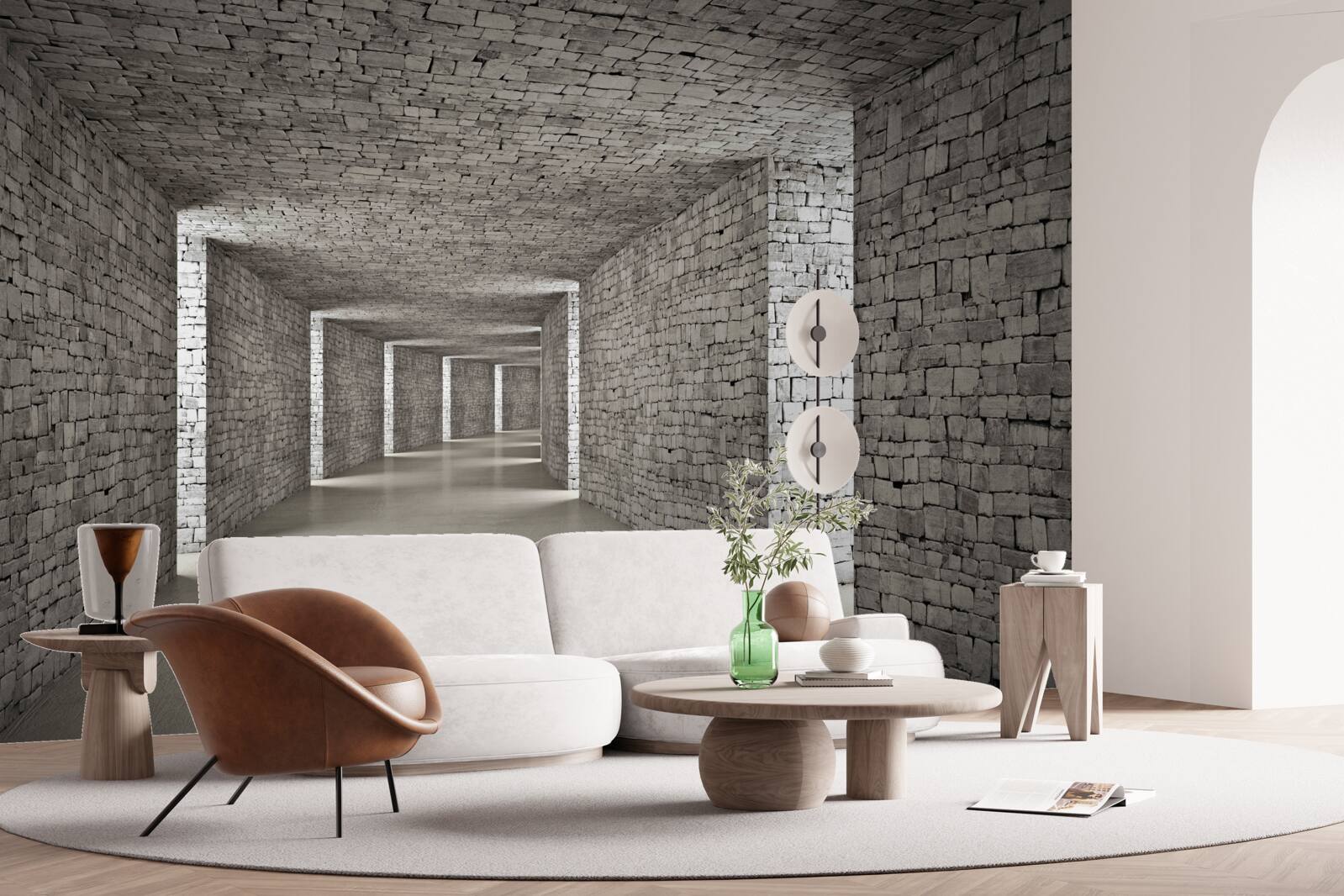 Фотошпалери перспективний вид на цегляний коридор