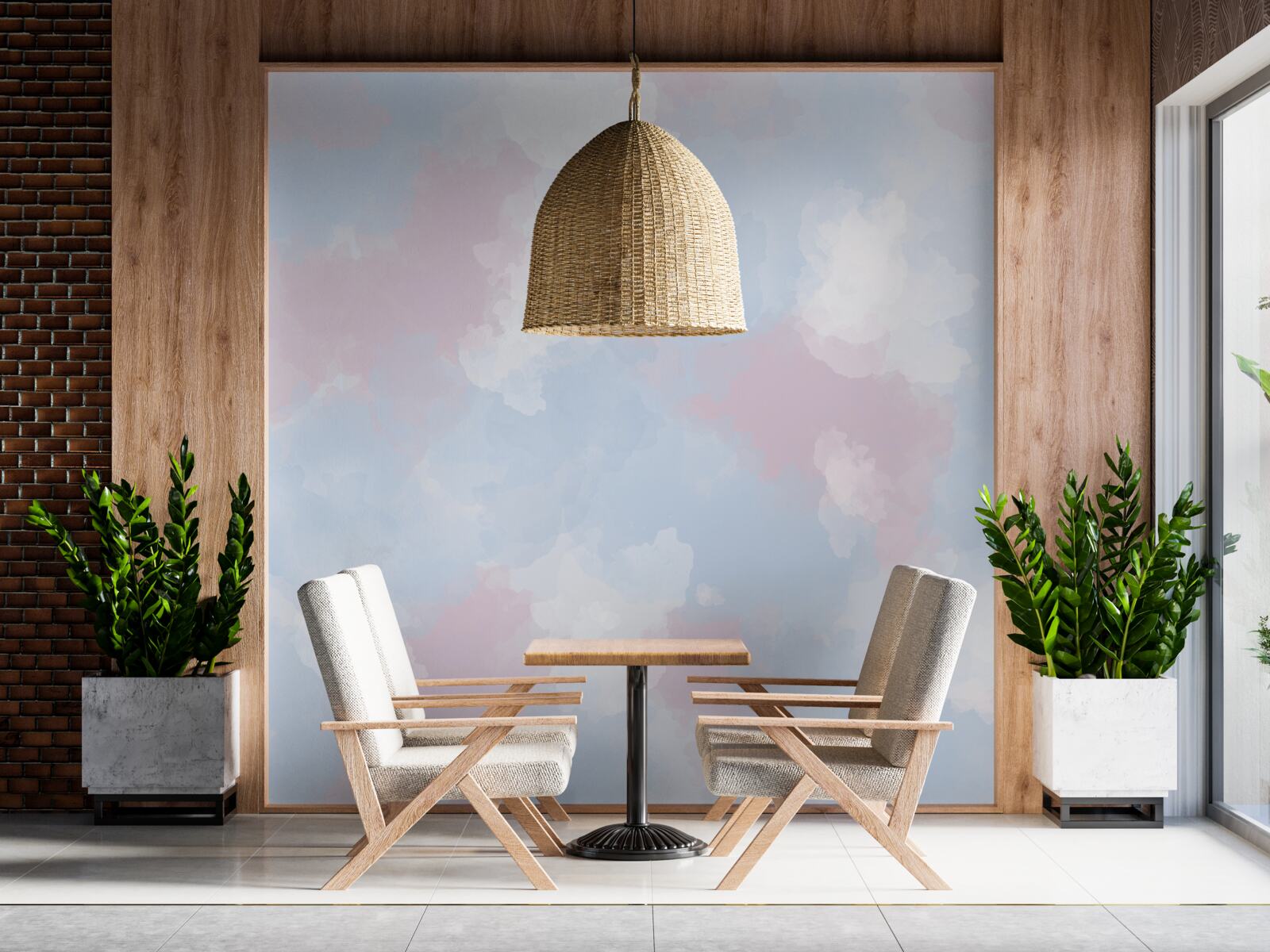 Фотошпалери небо прикрашене блакитними та рожевими плямами