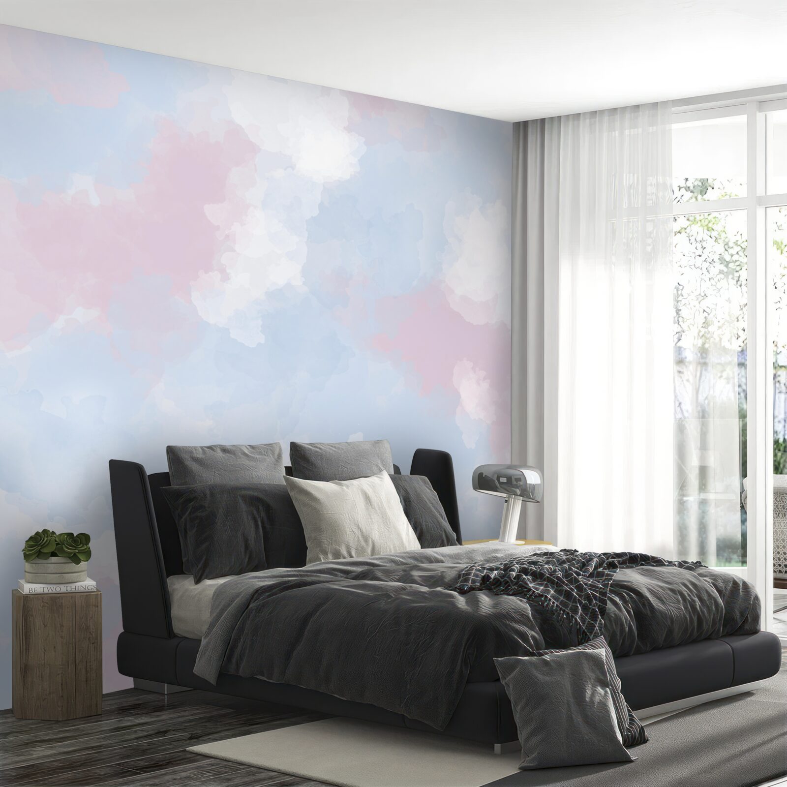 Фотошпалери небо прикрашене блакитними та рожевими плямами