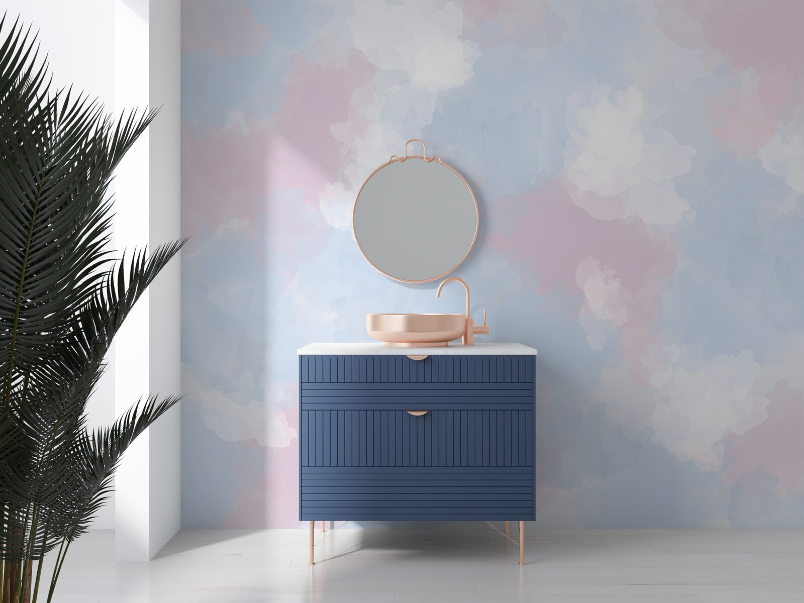 Фотошпалери небо прикрашене блакитними та рожевими плямами