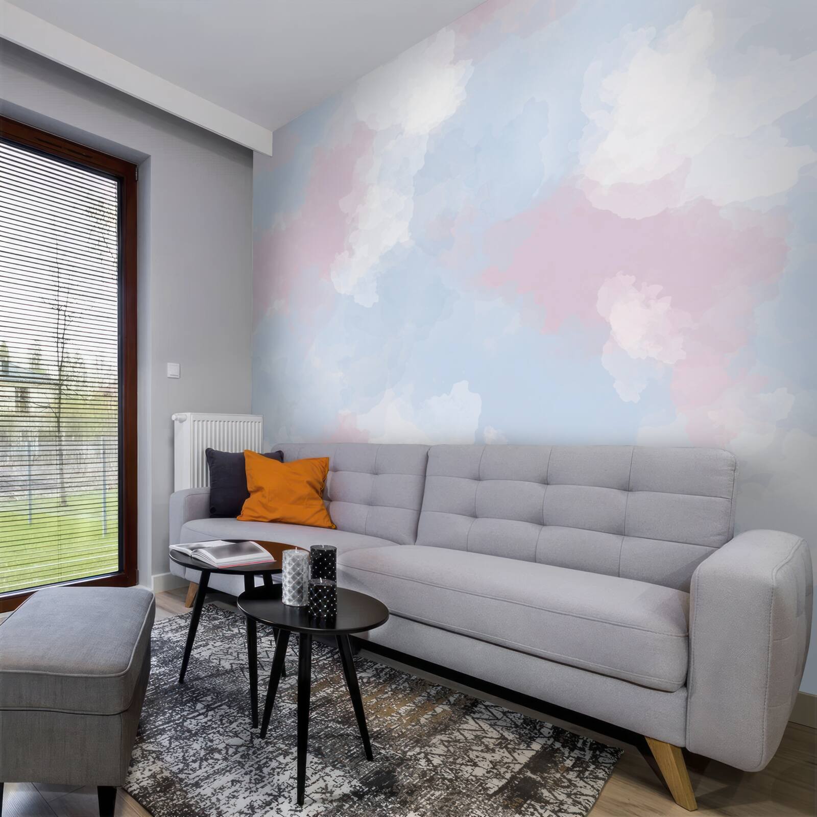 Фотошпалери небо прикрашене блакитними та рожевими плямами