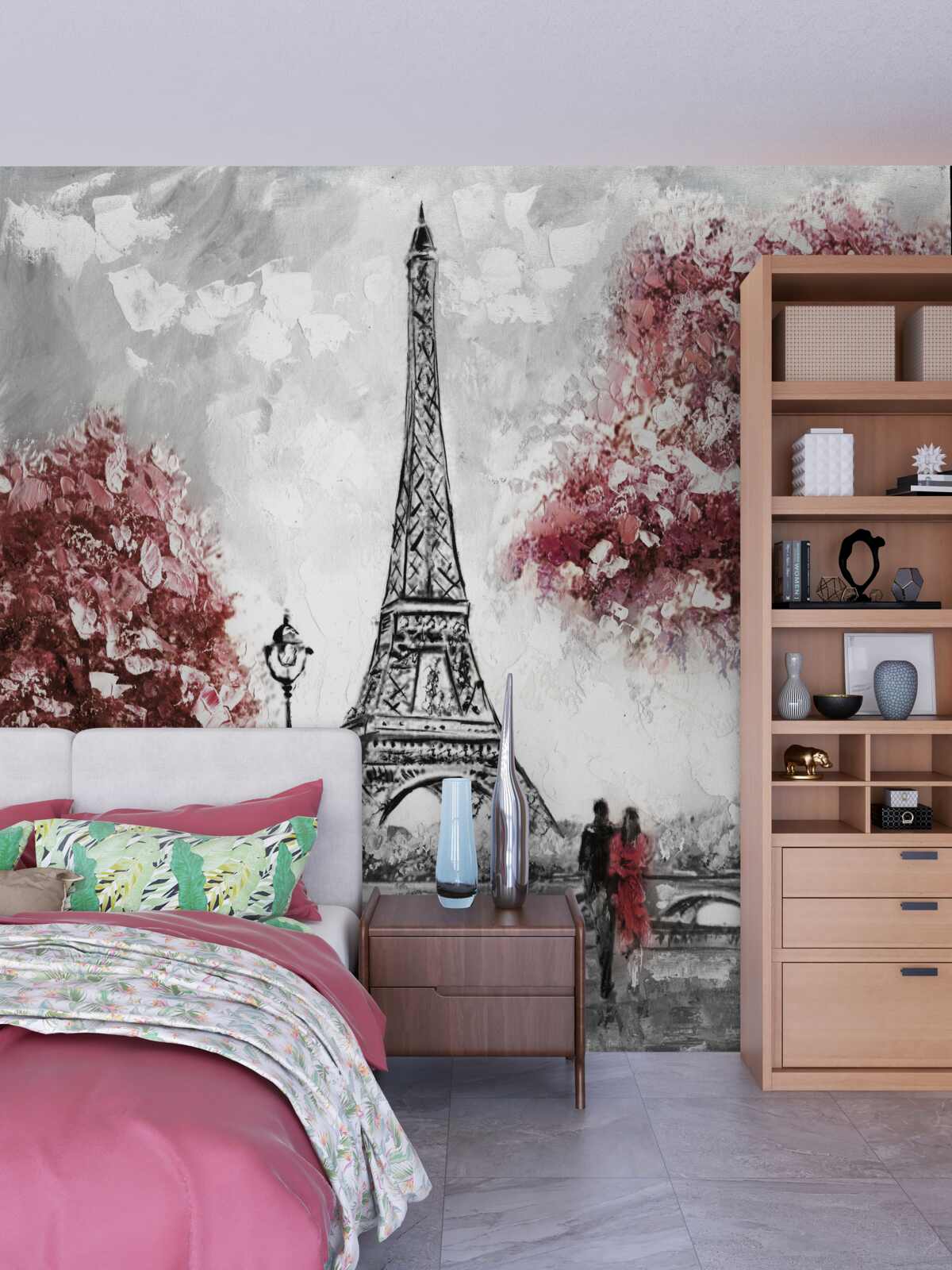 Фотошпалери двоє людей насолоджуються видом на Ейфелеву вежу