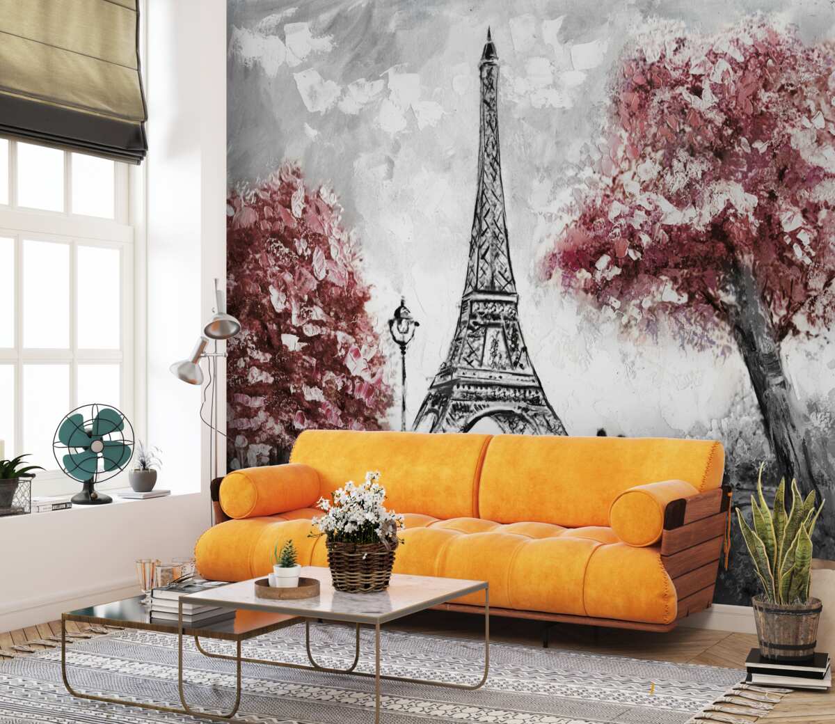 Фотошпалери двоє людей насолоджуються видом на Ейфелеву вежу