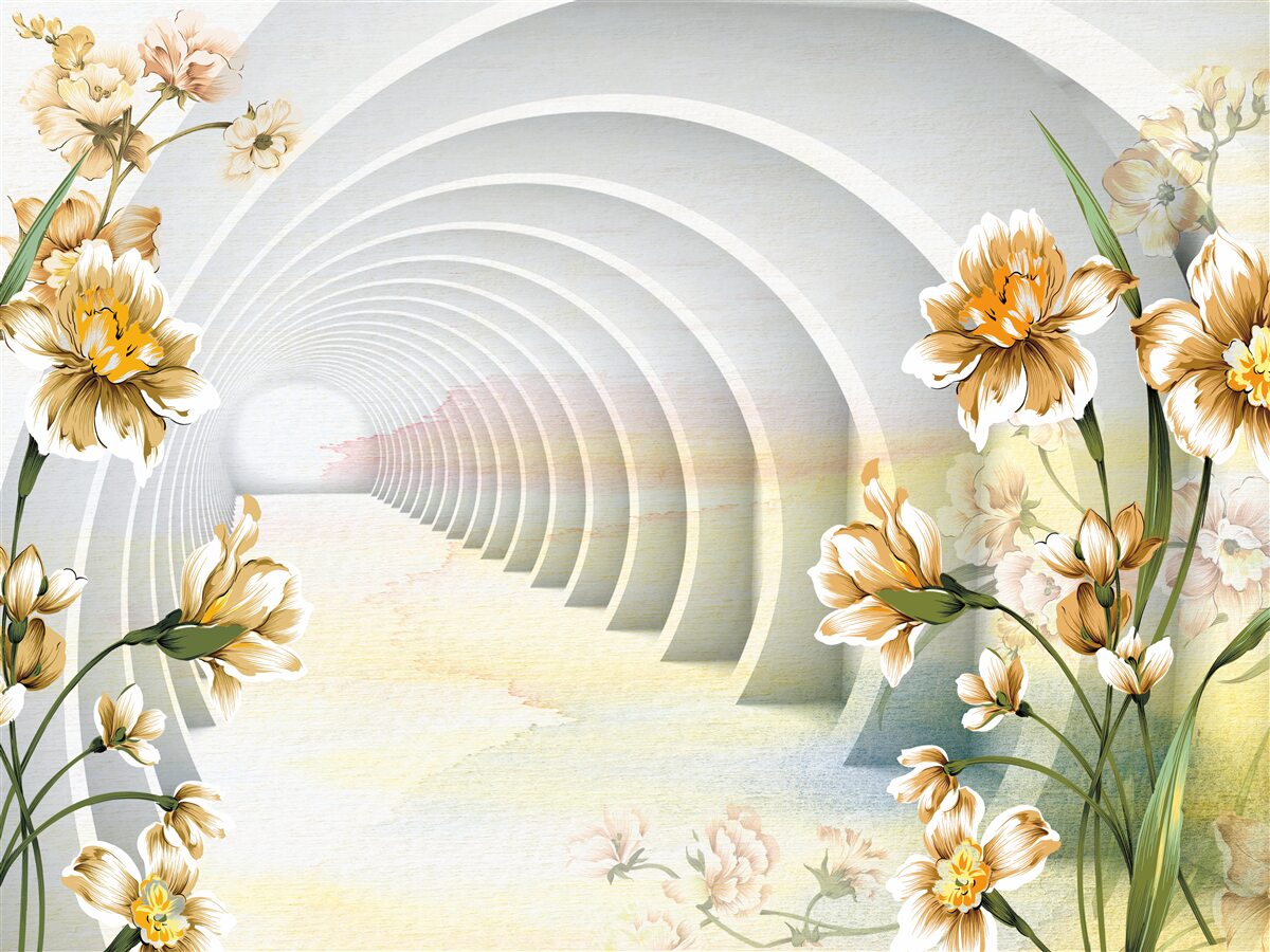 Фотошпалери Арки, прикрашені білими квітами