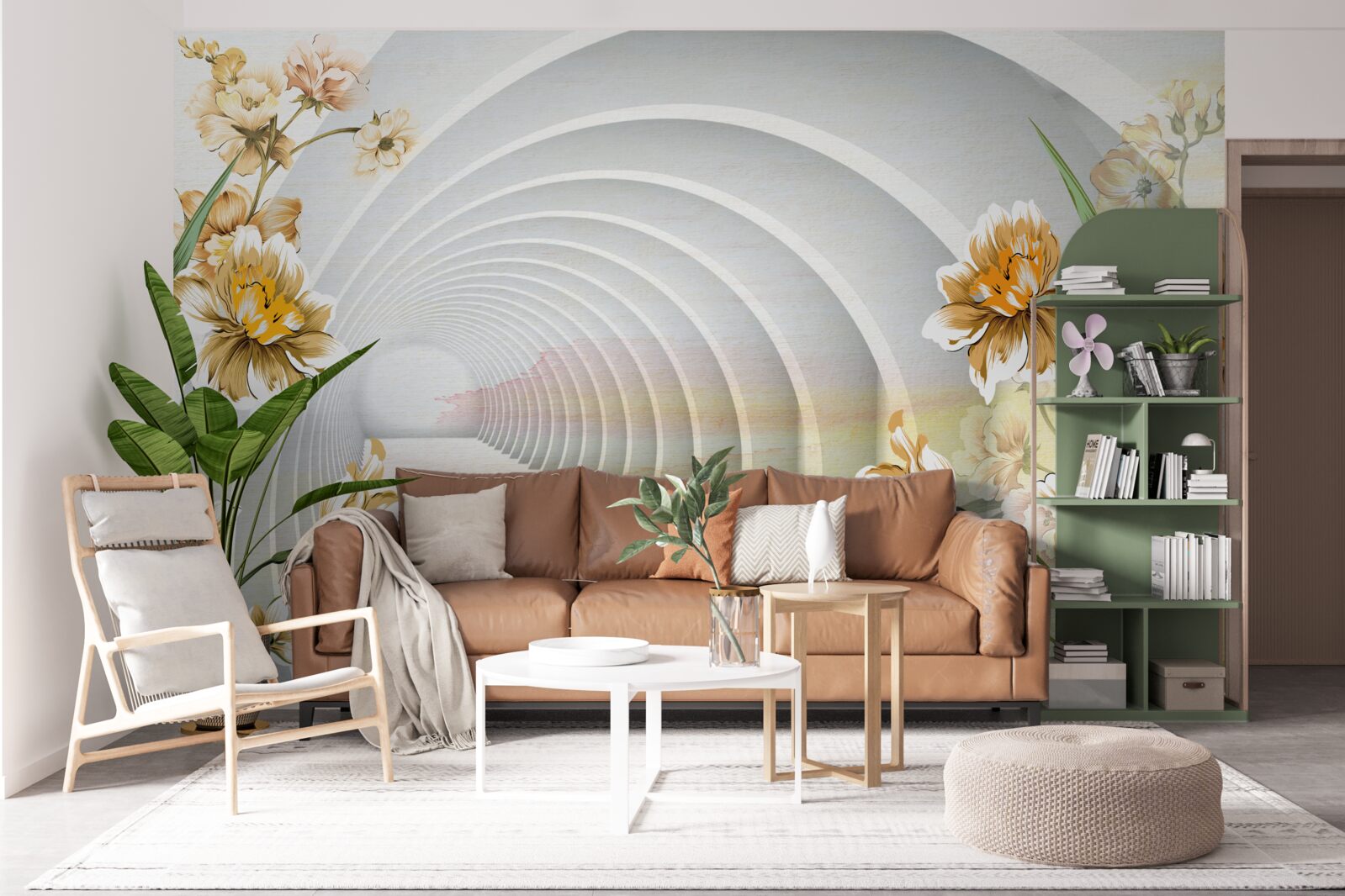 Фотошпалери Арки, прикрашені білими квітами