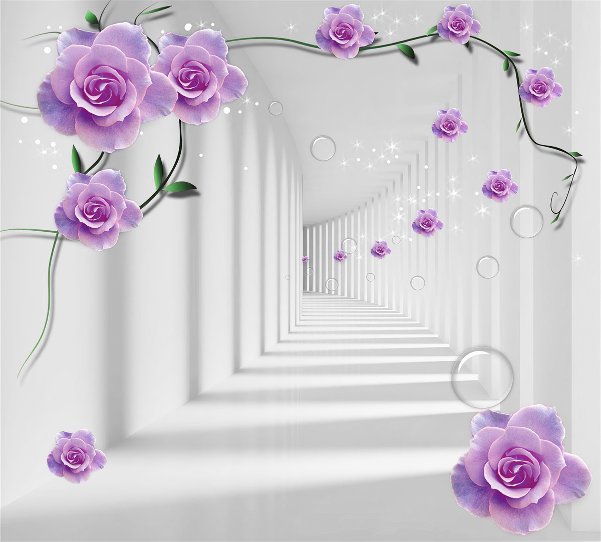 Фотошпалери квіти, які цвіли на задньому плані тунелю