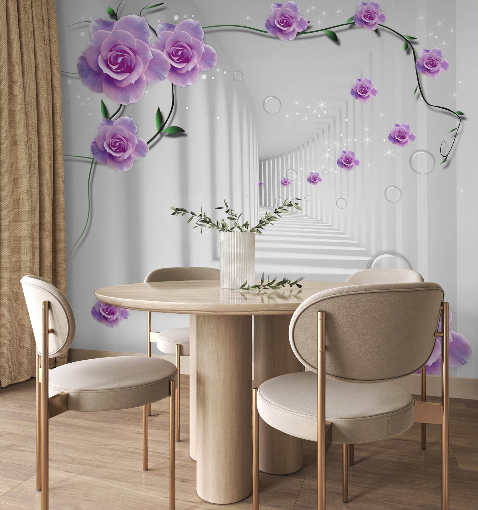 Фотошпалери квіти, які цвіли на задньому плані тунелю