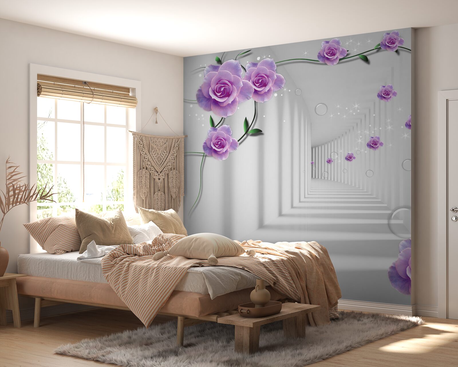 Фотошпалери квіти, які цвіли на задньому плані тунелю