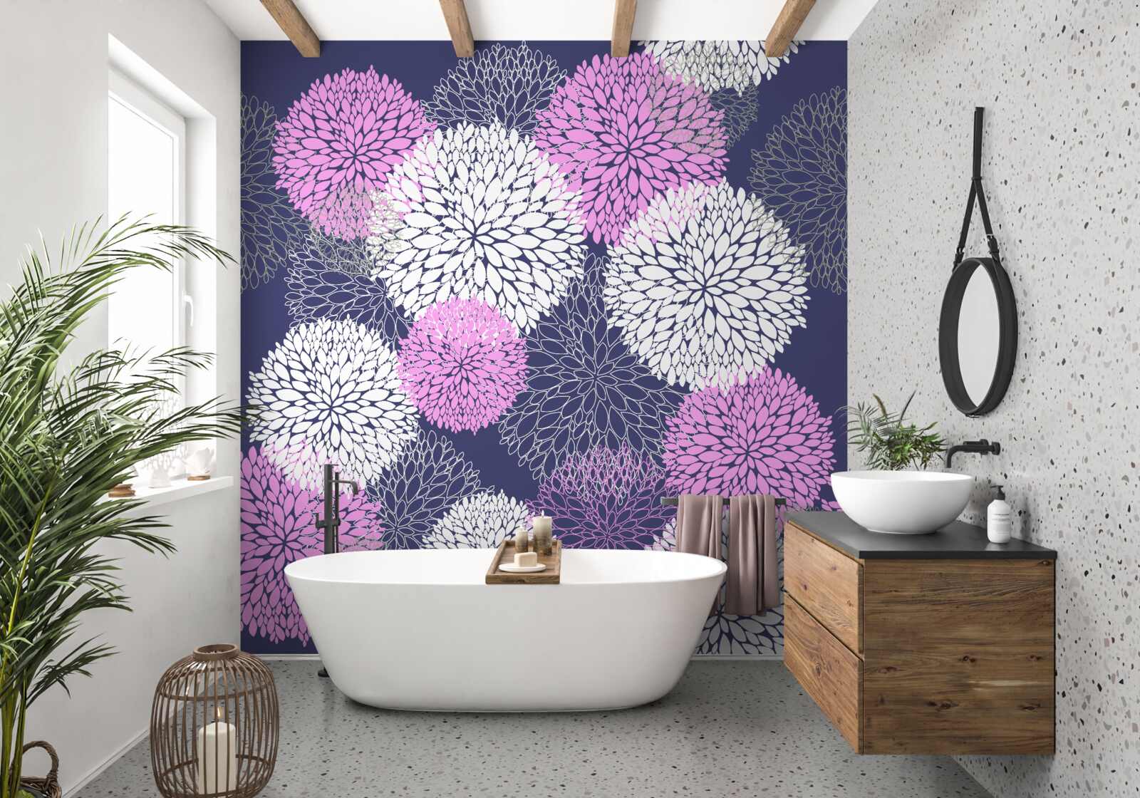 Фотошпалери рожеві та білі анемони