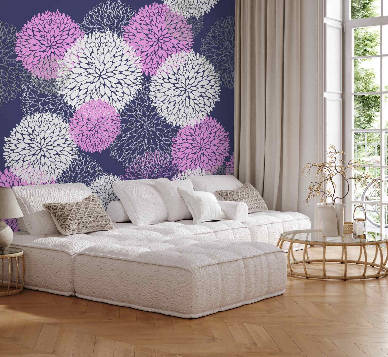 Фотошпалери рожеві та білі анемони