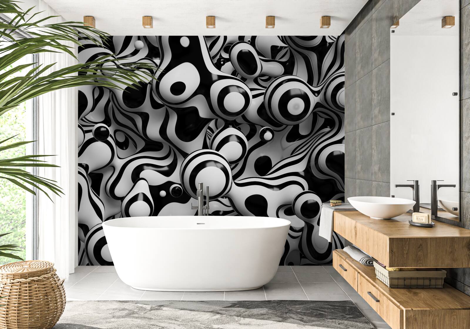 Фотошпалери абстракція в чорно-білій палітрі