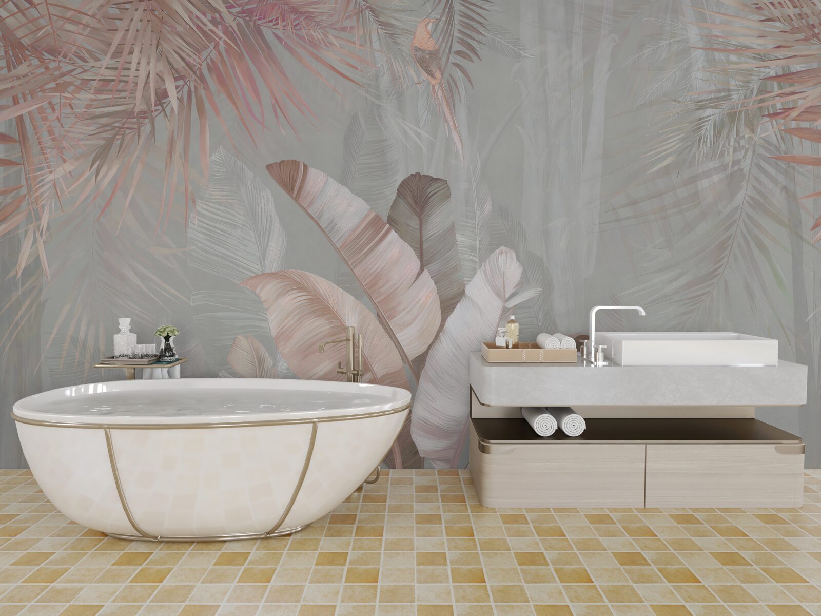 Фотошпалери м'який букет тропічного листя