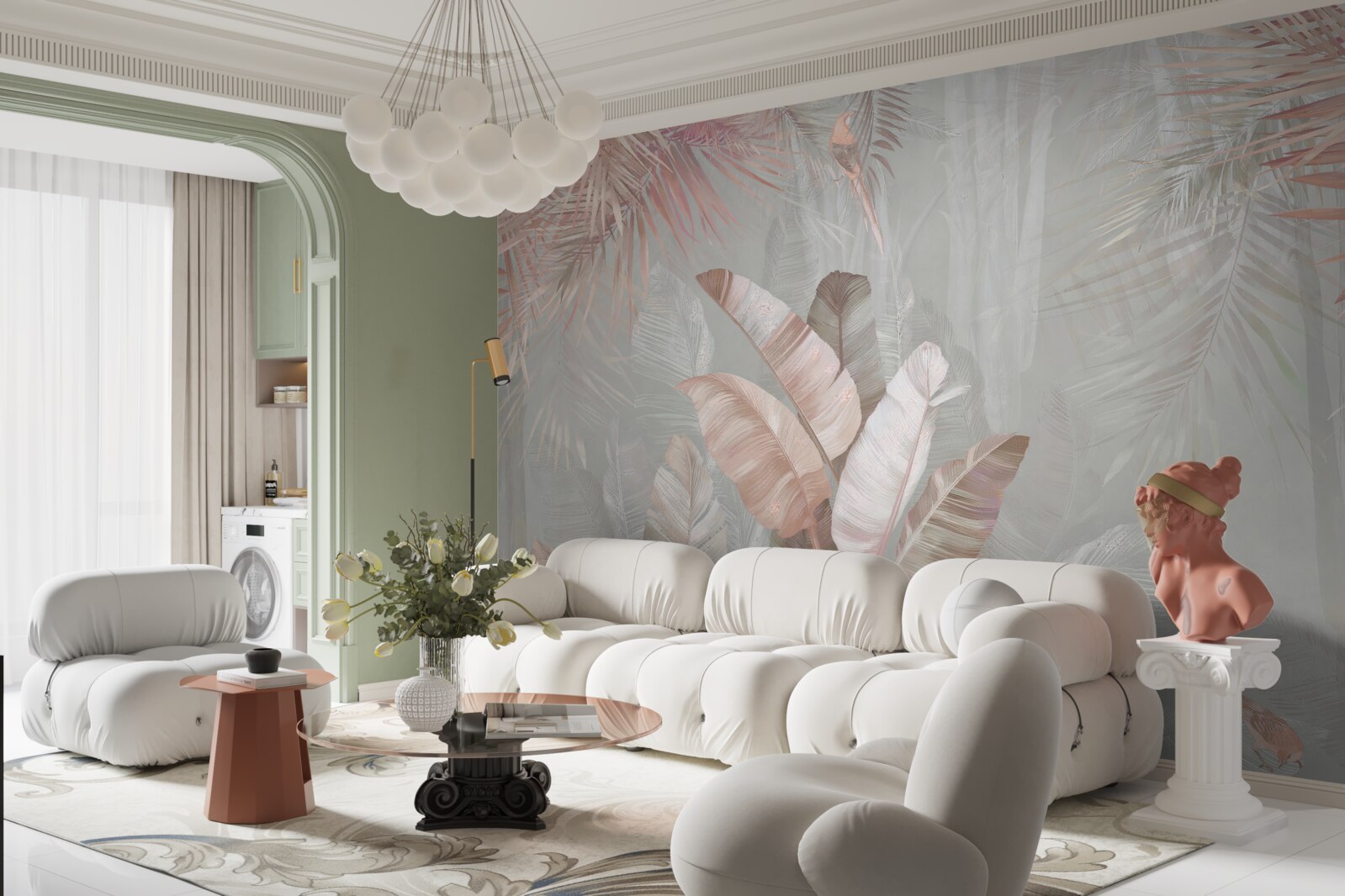 Фотошпалери м'який букет тропічного листя