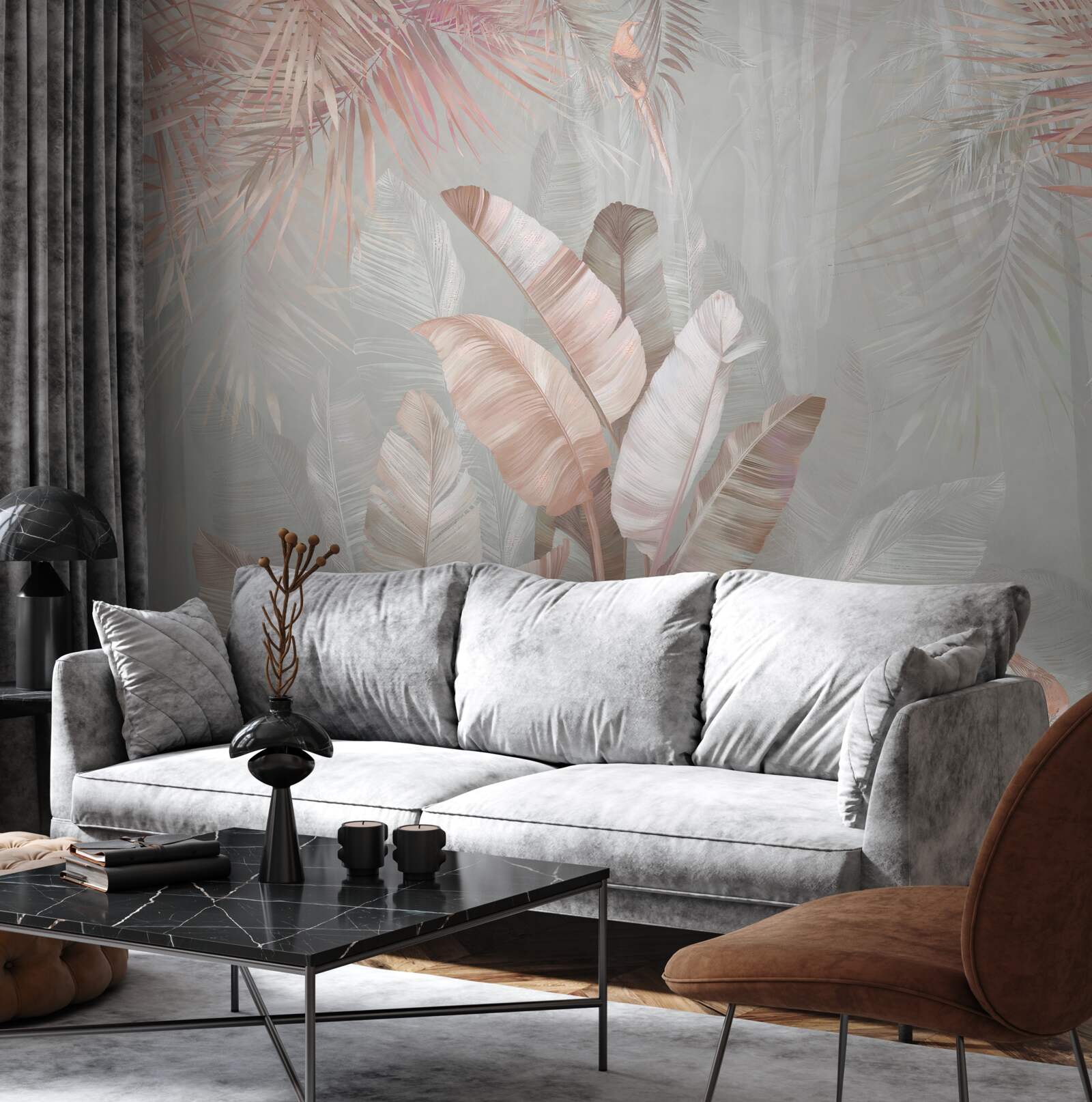 Фотошпалери м'який букет тропічного листя