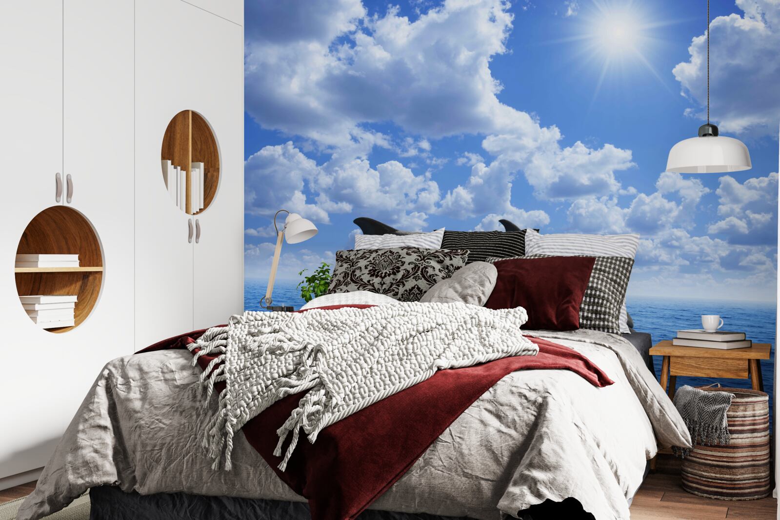 Фотошпалери дельфіни стрибають над поверхнею води