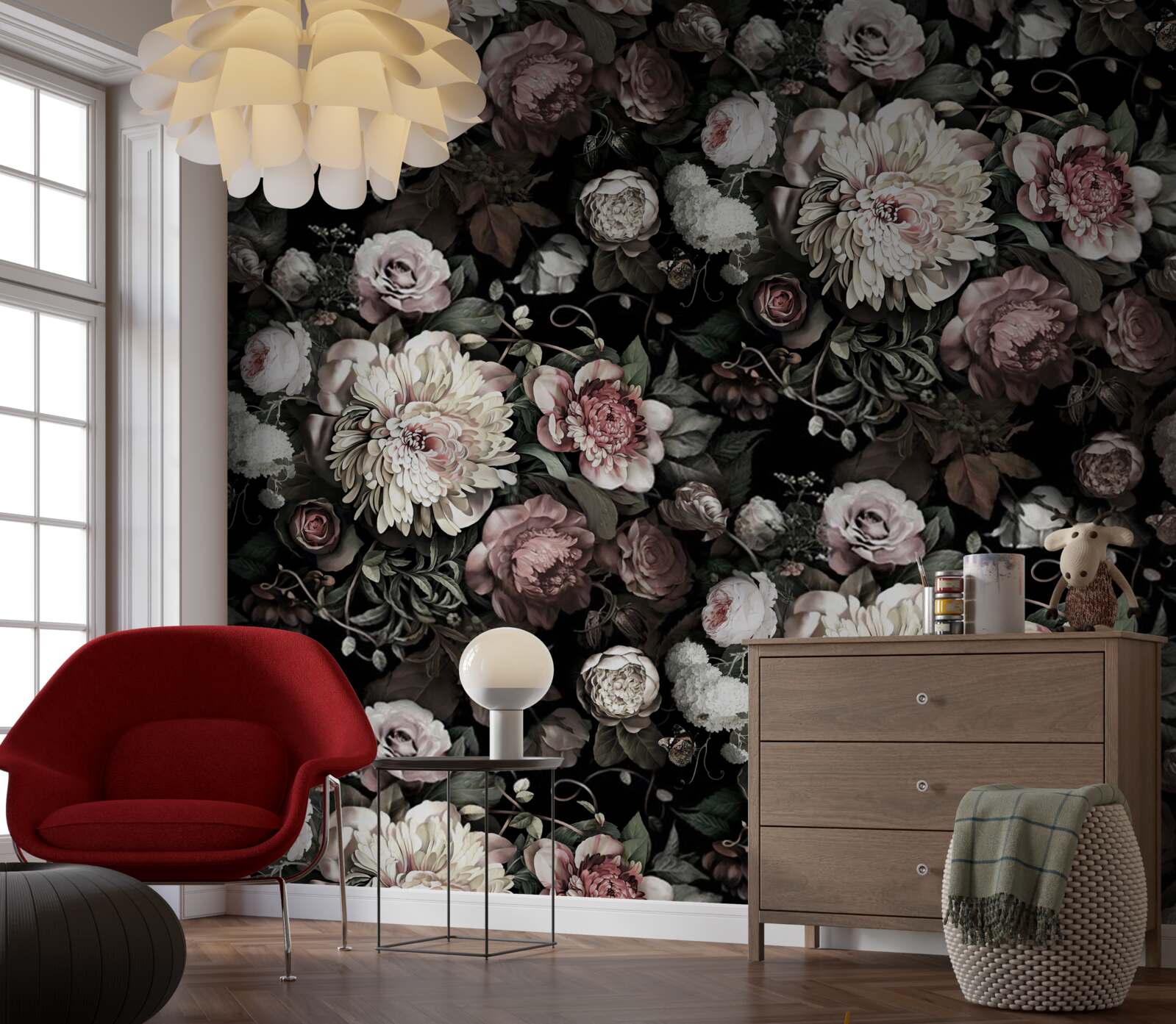 Фотошпалери композиція з легких квіткових тонів