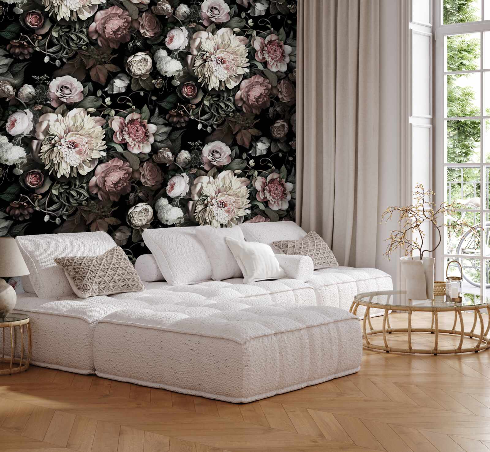 Фотошпалери композиція з легких квіткових тонів