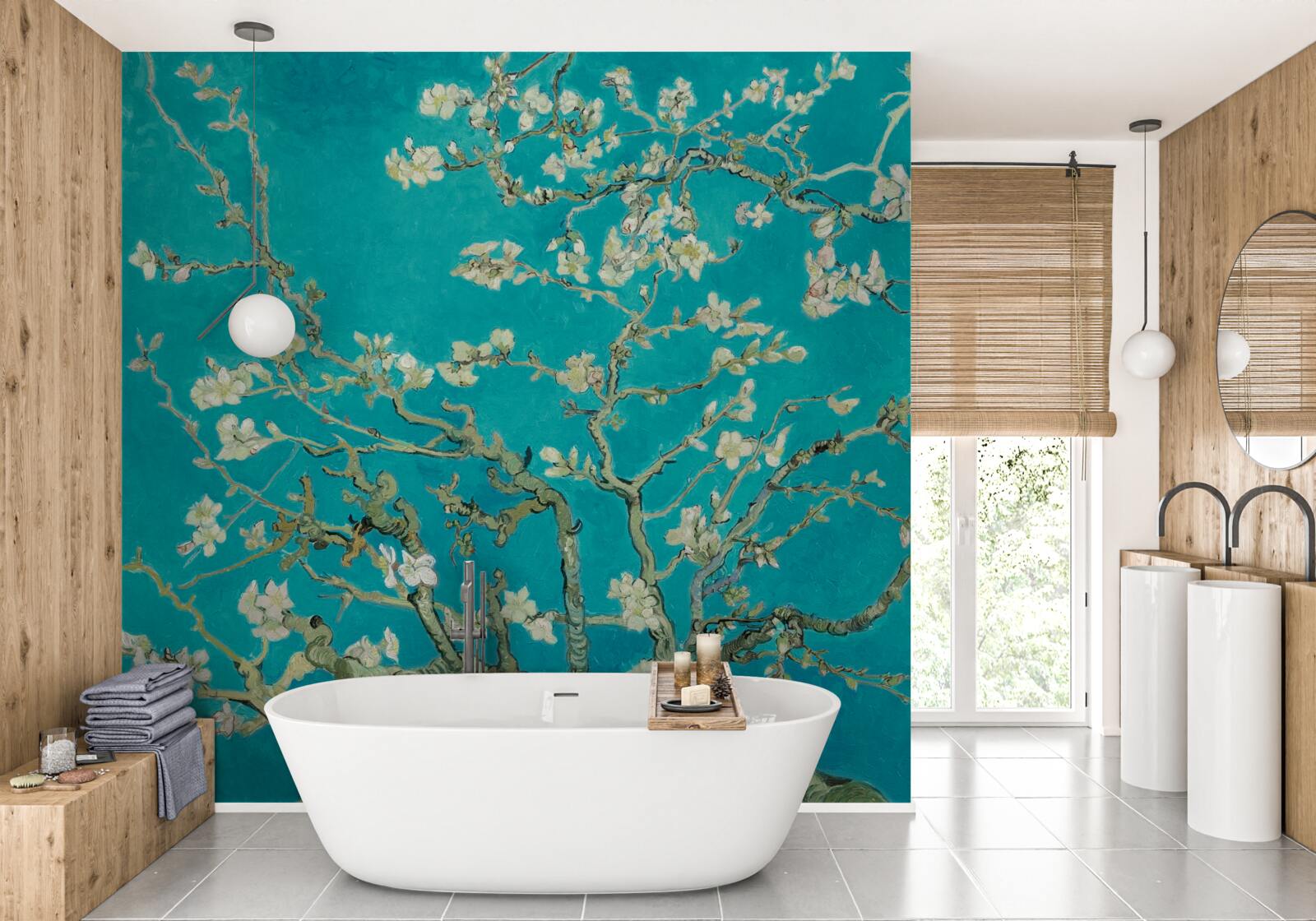 Фотошпалери квітучі гілки мигдалю