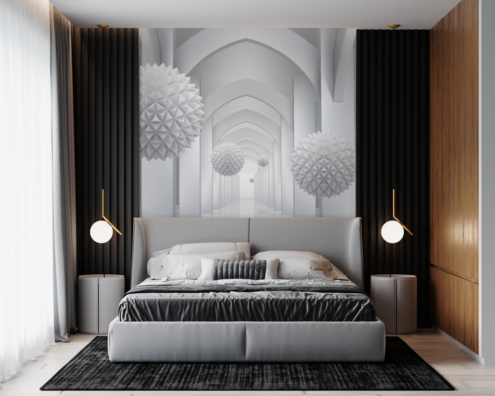 Фотошпалери Арки в готичному стилі та повітряні кулі, що здіймаються в небо