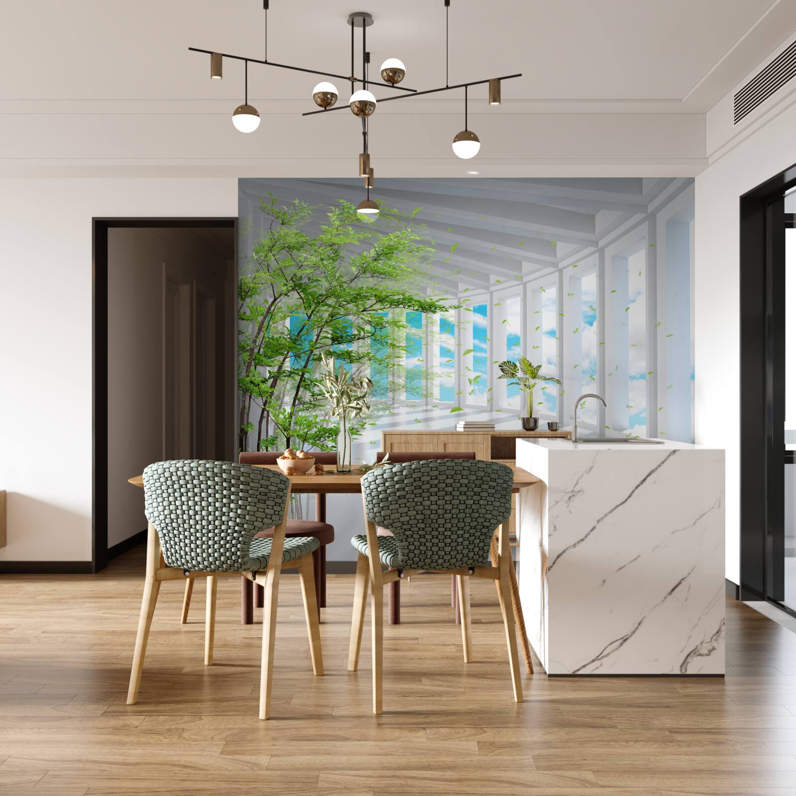 Фотошпалери захоплююча тераса, освітлена сонячними променями