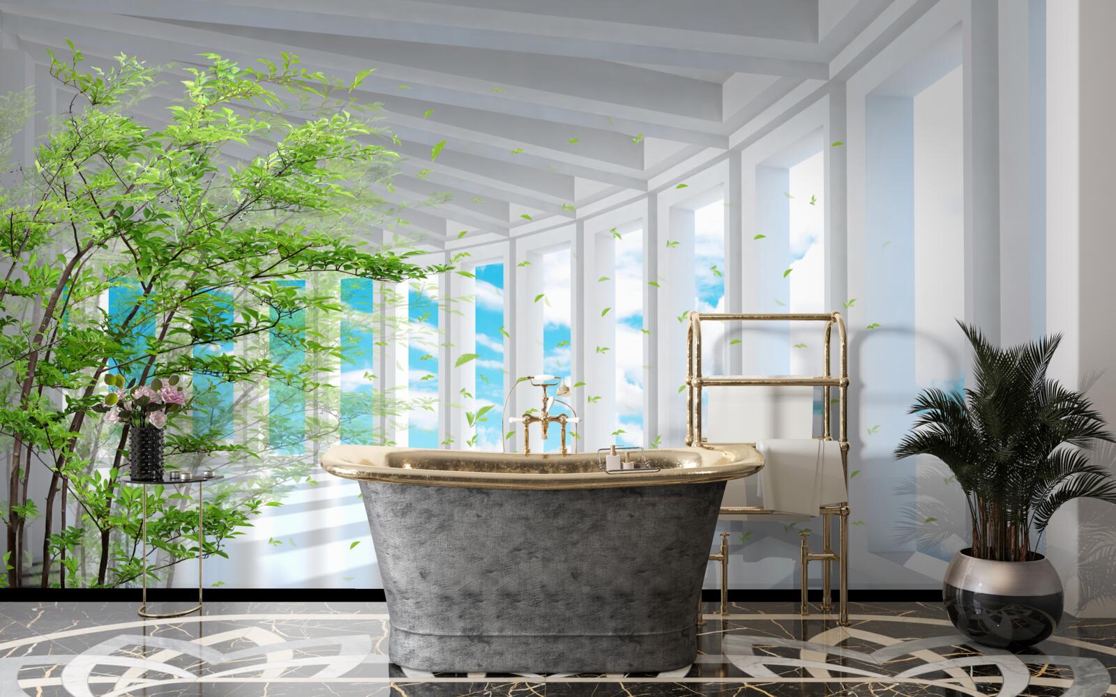 Фотошпалери захоплююча тераса, освітлена сонячними променями