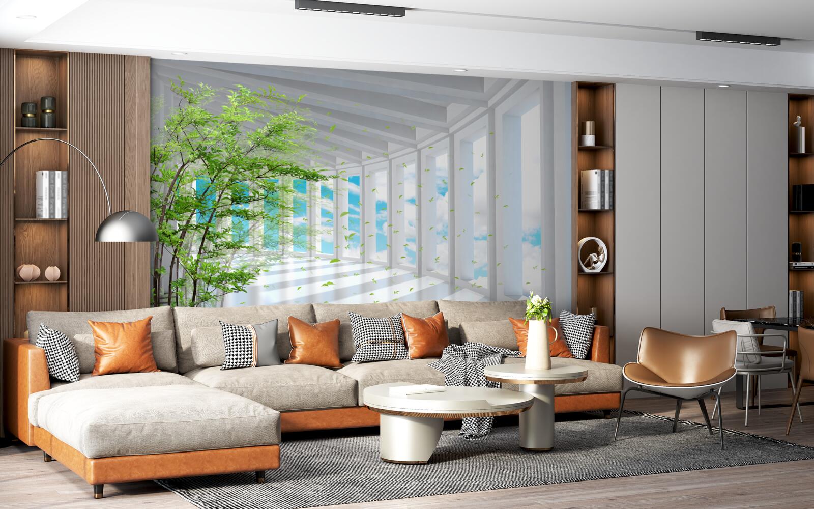 Фотошпалери захоплююча тераса, освітлена сонячними променями