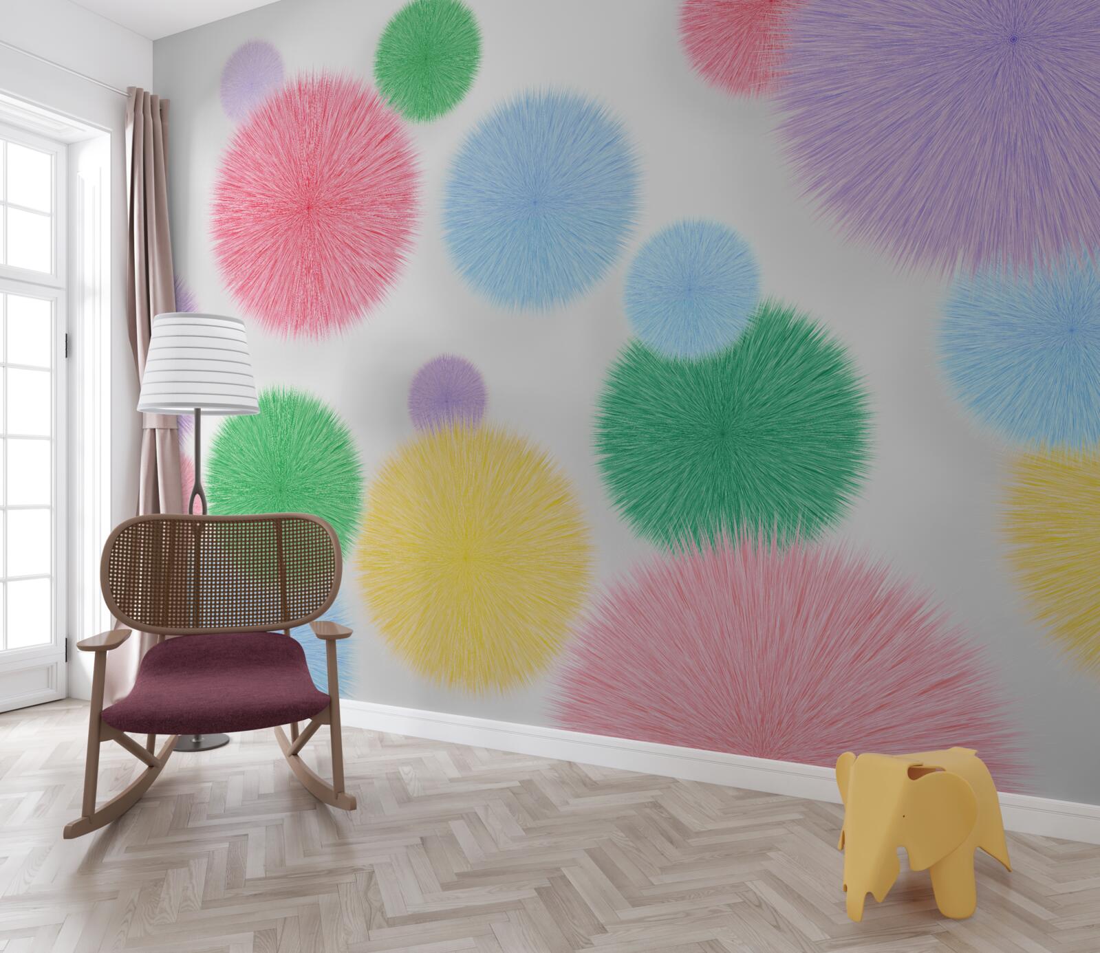 Фотошпалери кольорові кола на світлому фоні