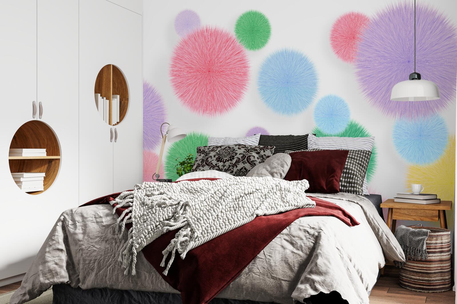 Фотошпалери кольорові кола на світлому фоні