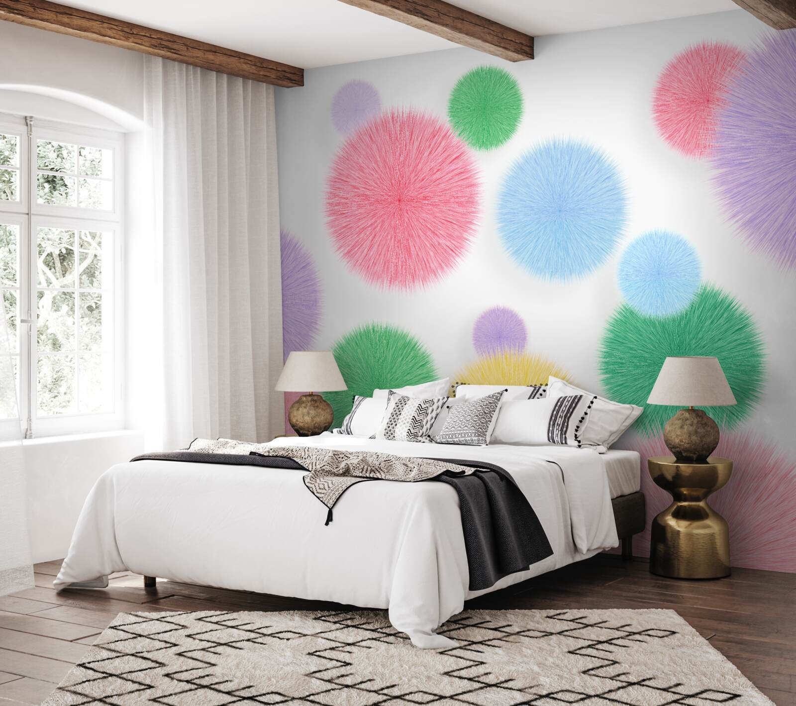 Фотошпалери кольорові кола на світлому фоні