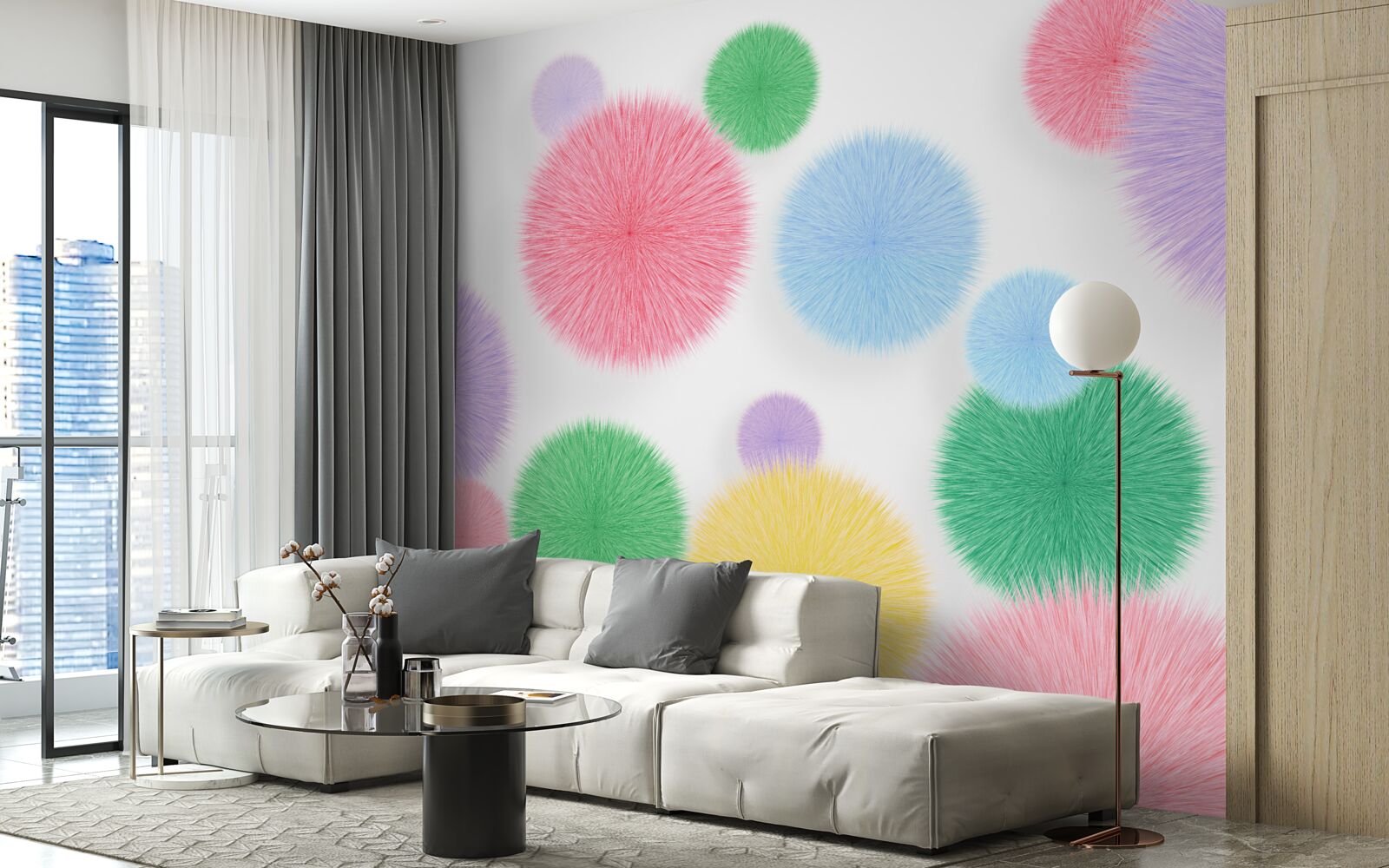 Фотошпалери кольорові кола на світлому фоні