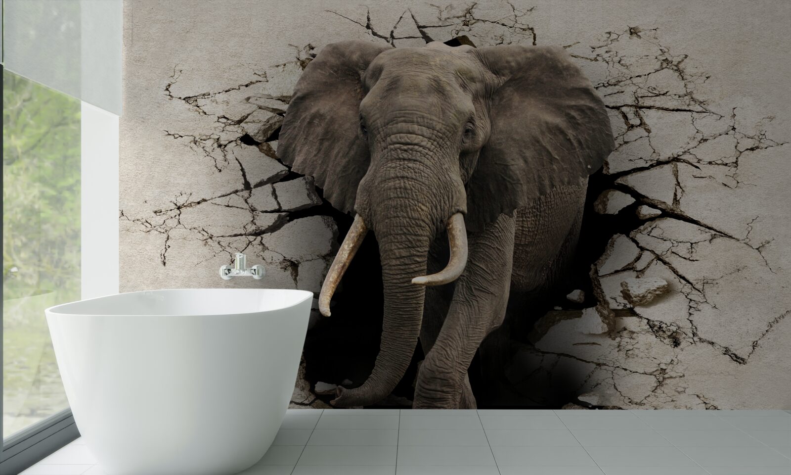 Фотошпалери слон проходить через перешкоду