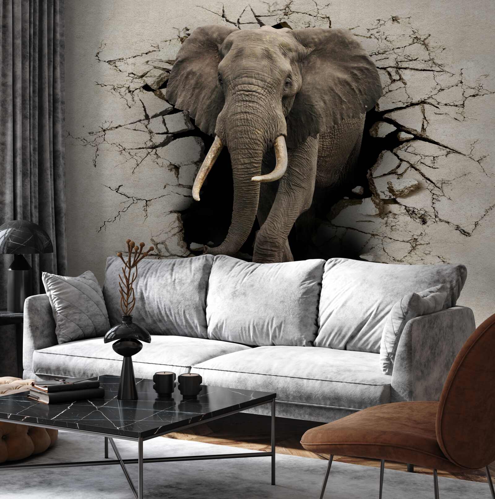 Фотошпалери слон проходить через перешкоду