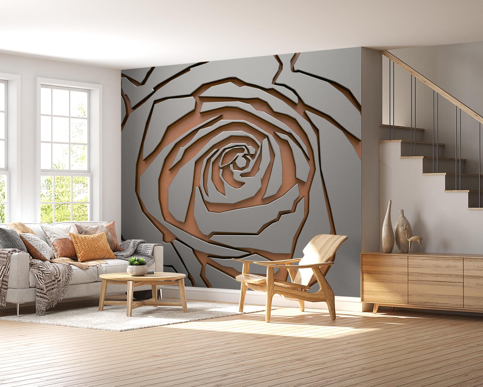 Фотошпалери сіра троянда зі сталі